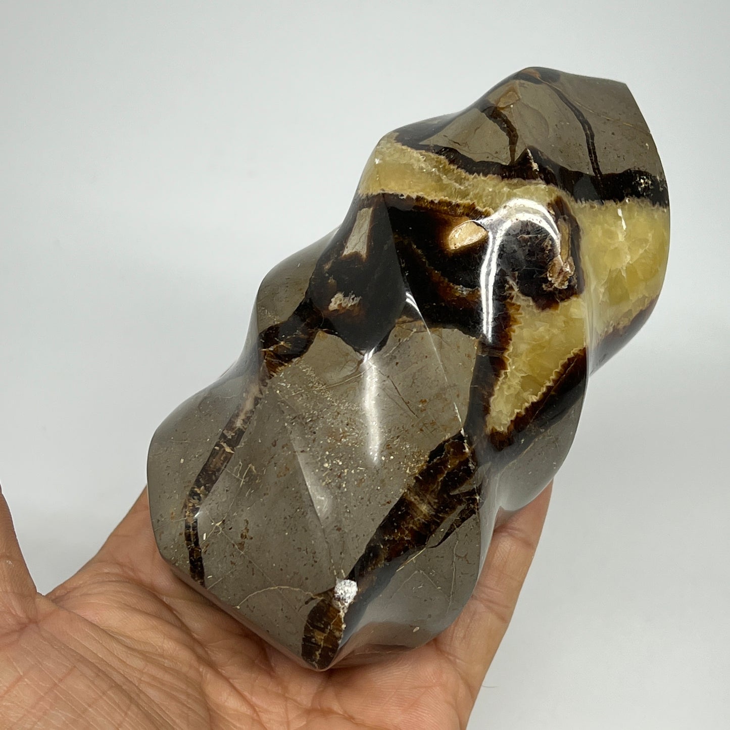 635g,4.8"x2.5"x2.5" Natural Septarian Flame Crystal Gemstones @Madagascar,B19499