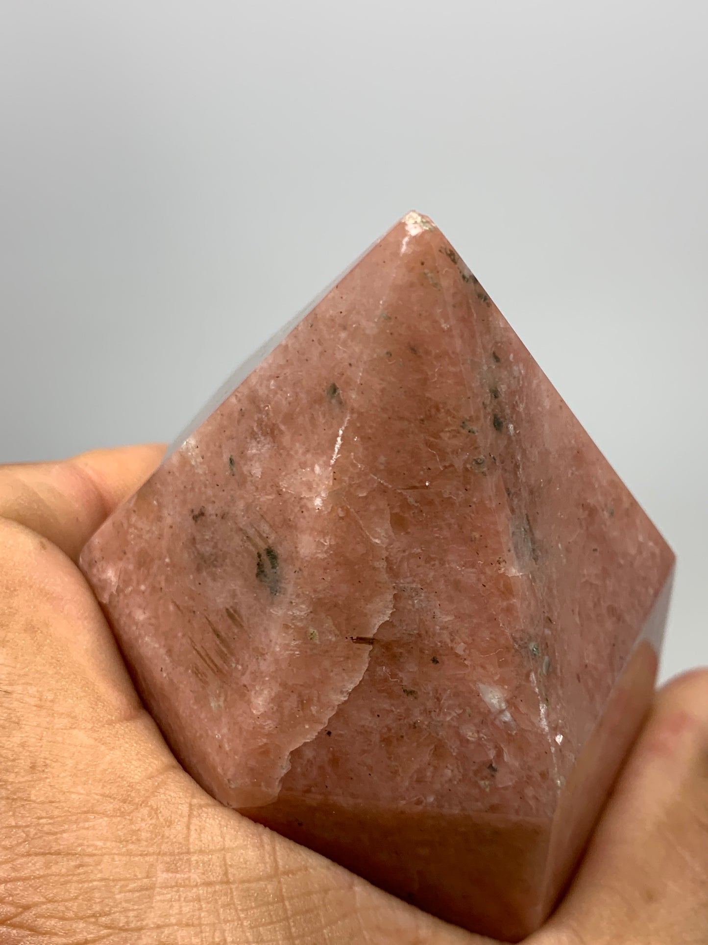3538 Grams, 12.75" x 3.5" Pink Cipolin Tower Point Crystal @Madagascar,B6275