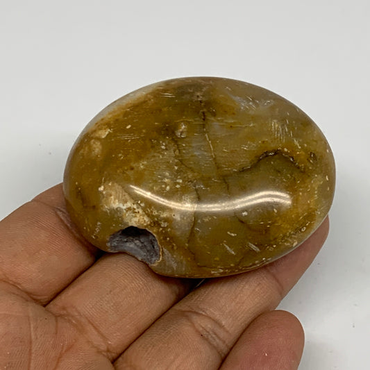 76.8g, 2.3"x1.8"x0.9", Yellow Ocean Jasper Palm-Stone @Madagascar, B18088