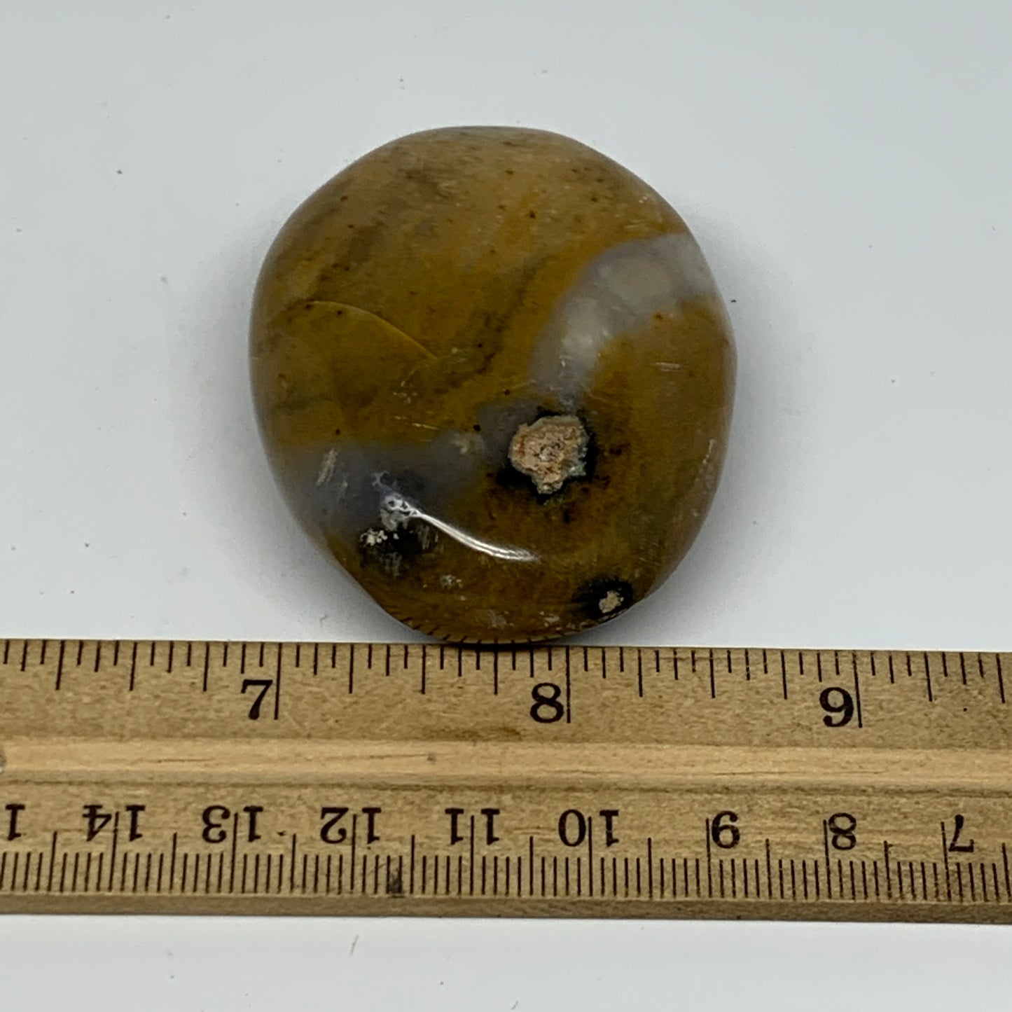 82g, 2.3"x1.8"x0.9", Yellow Ocean Jasper Palm-Stone @Madagascar, B18090