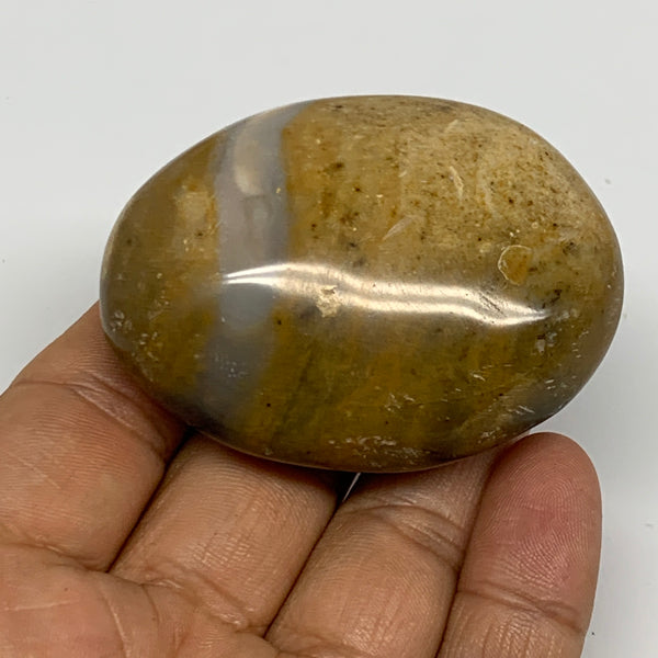 89.1g, 2.3"x1.7"x1", Yellow Ocean Jasper Palm-Stone @Madagascar, B18094