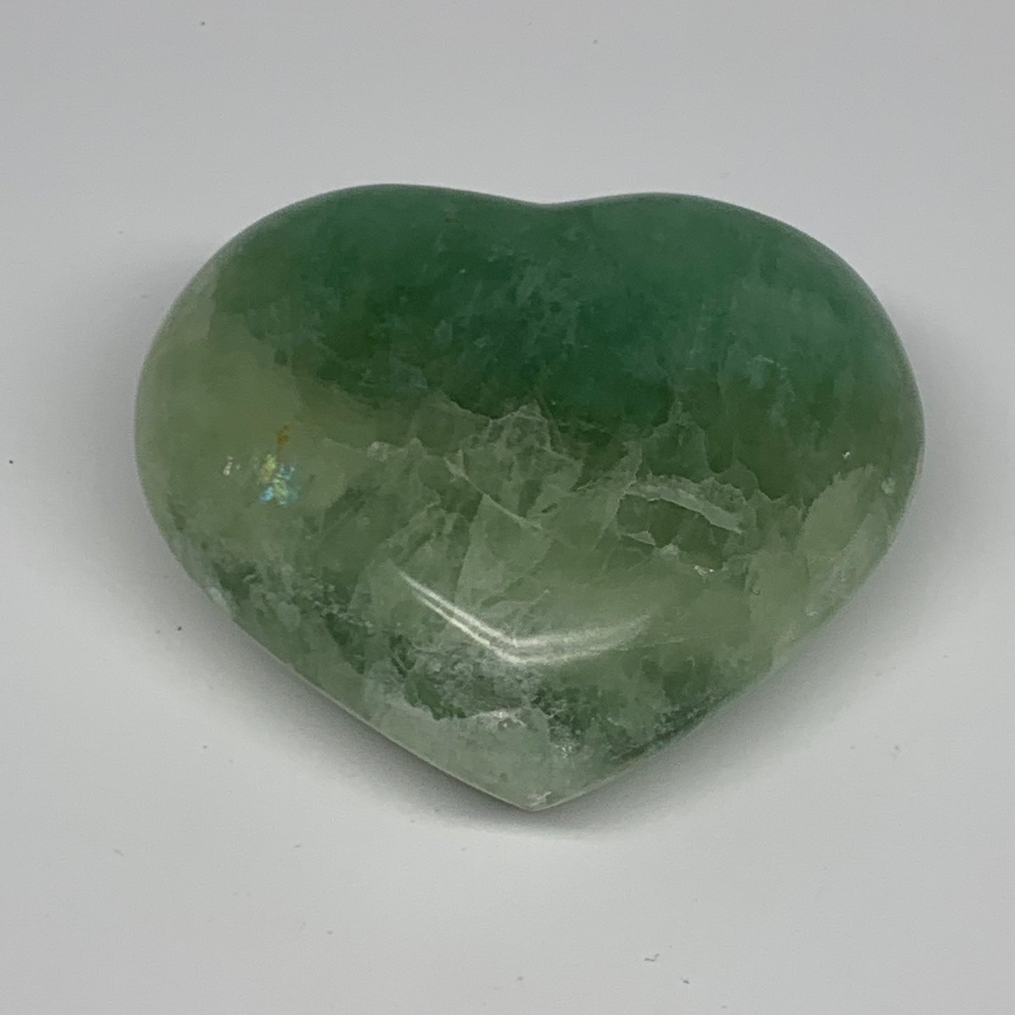 350g, 2.8" x 3.2" x 1.5" Fluorite Heart Healing Crystal @Madagascar, B17325