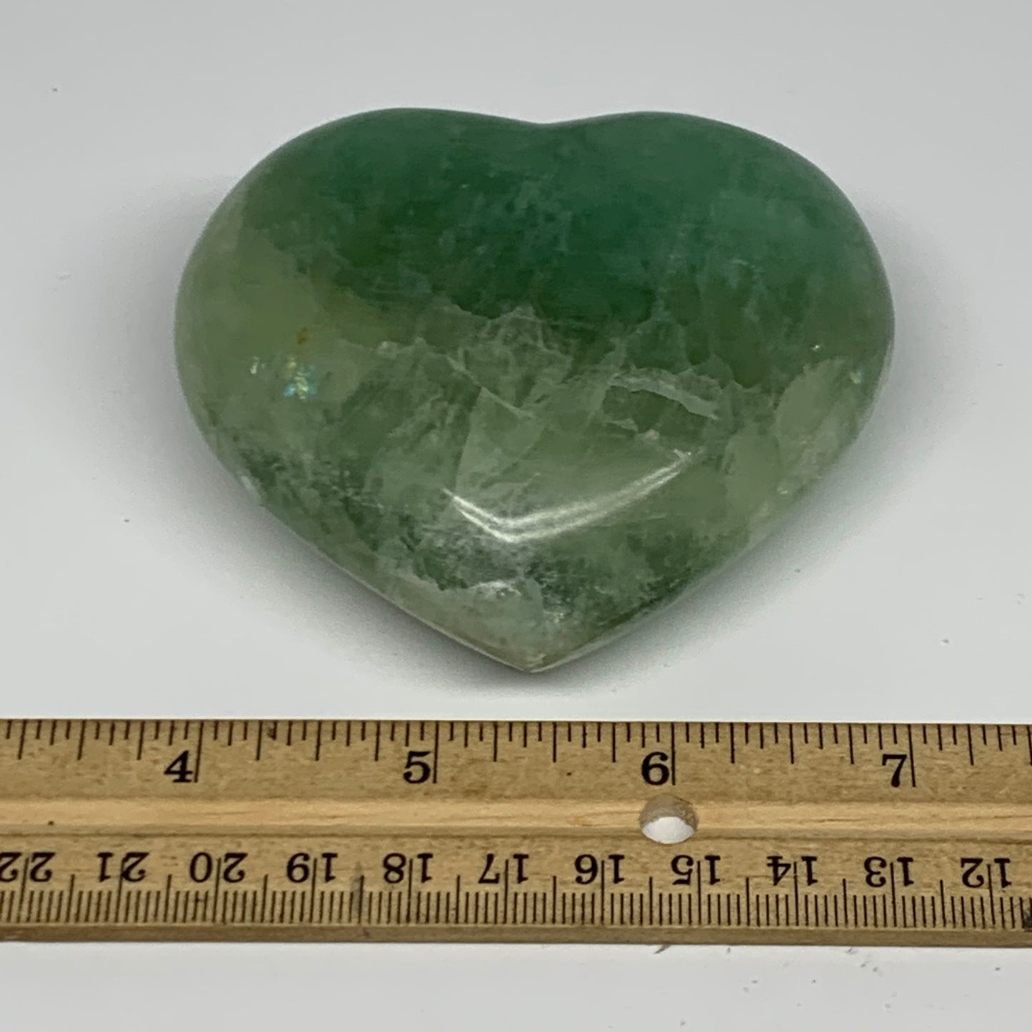 350g, 2.8" x 3.2" x 1.5" Fluorite Heart Healing Crystal @Madagascar, B17325