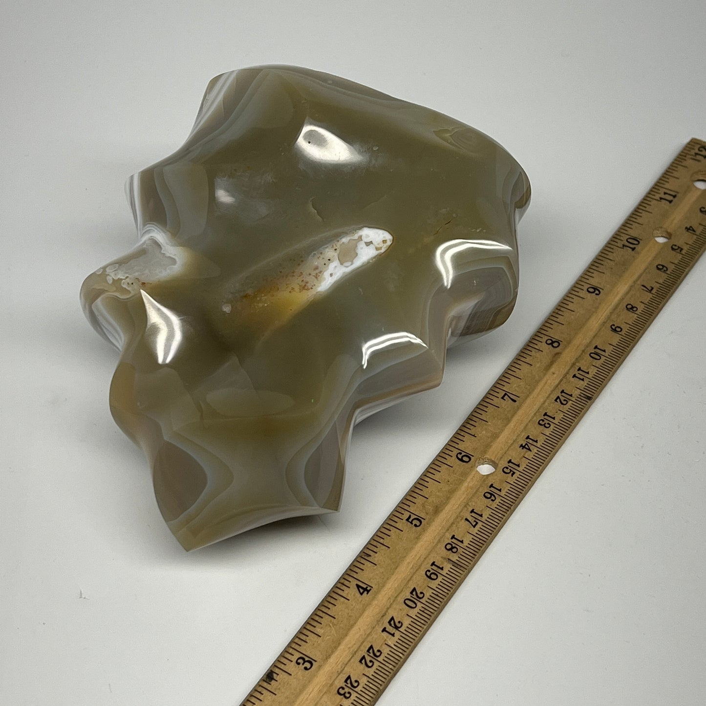 1175g, 5.4"x4.6"x2.6", Orca Agate Flame Gemstones Home Decor @Madagascar, B19508