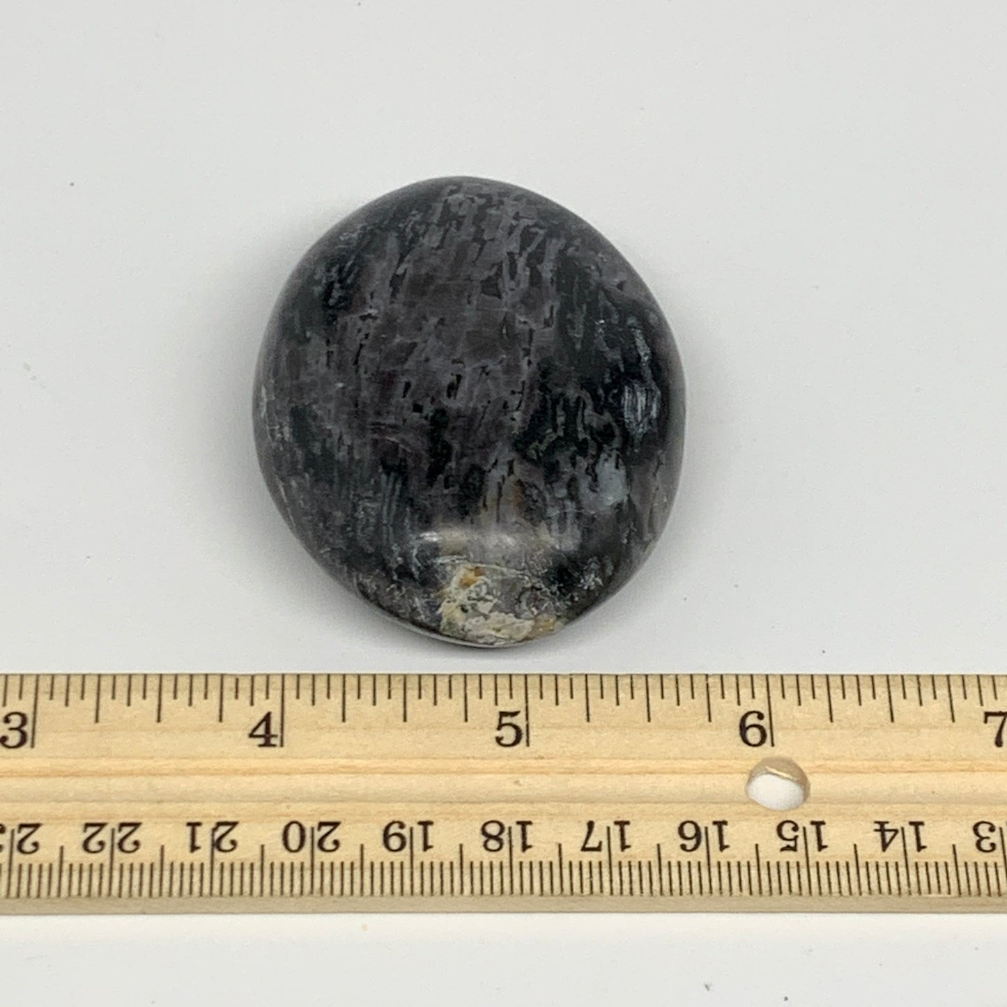 104.9g, 2.4"x1.9"x0.9", Indigo Gabro (Merlinite) Palm-Stone @Madagascar, B24399