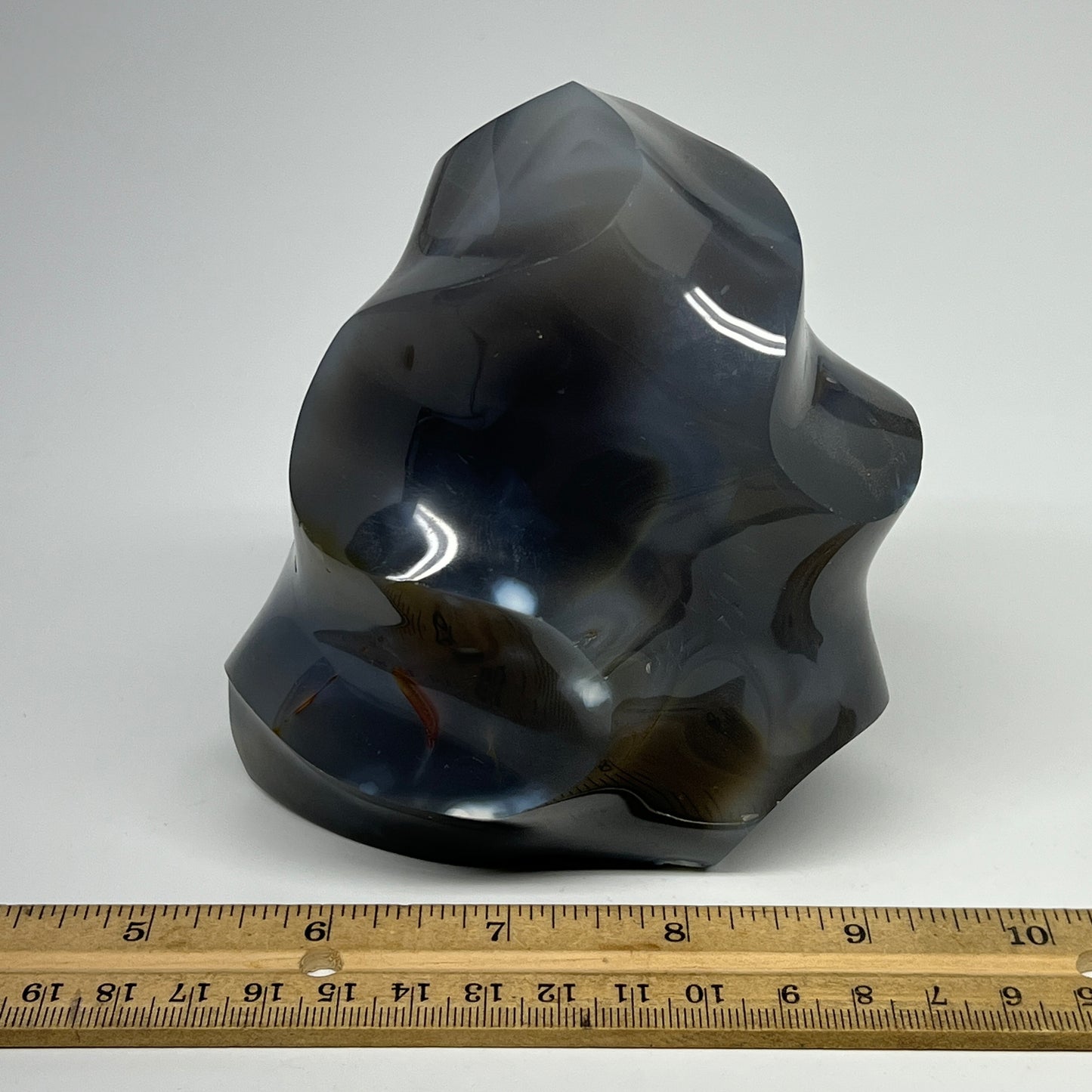 1045g, 4.5"x3.9"x3.2", Orca Agate Flame Gemstones Home Decor @Madagascar, B19509