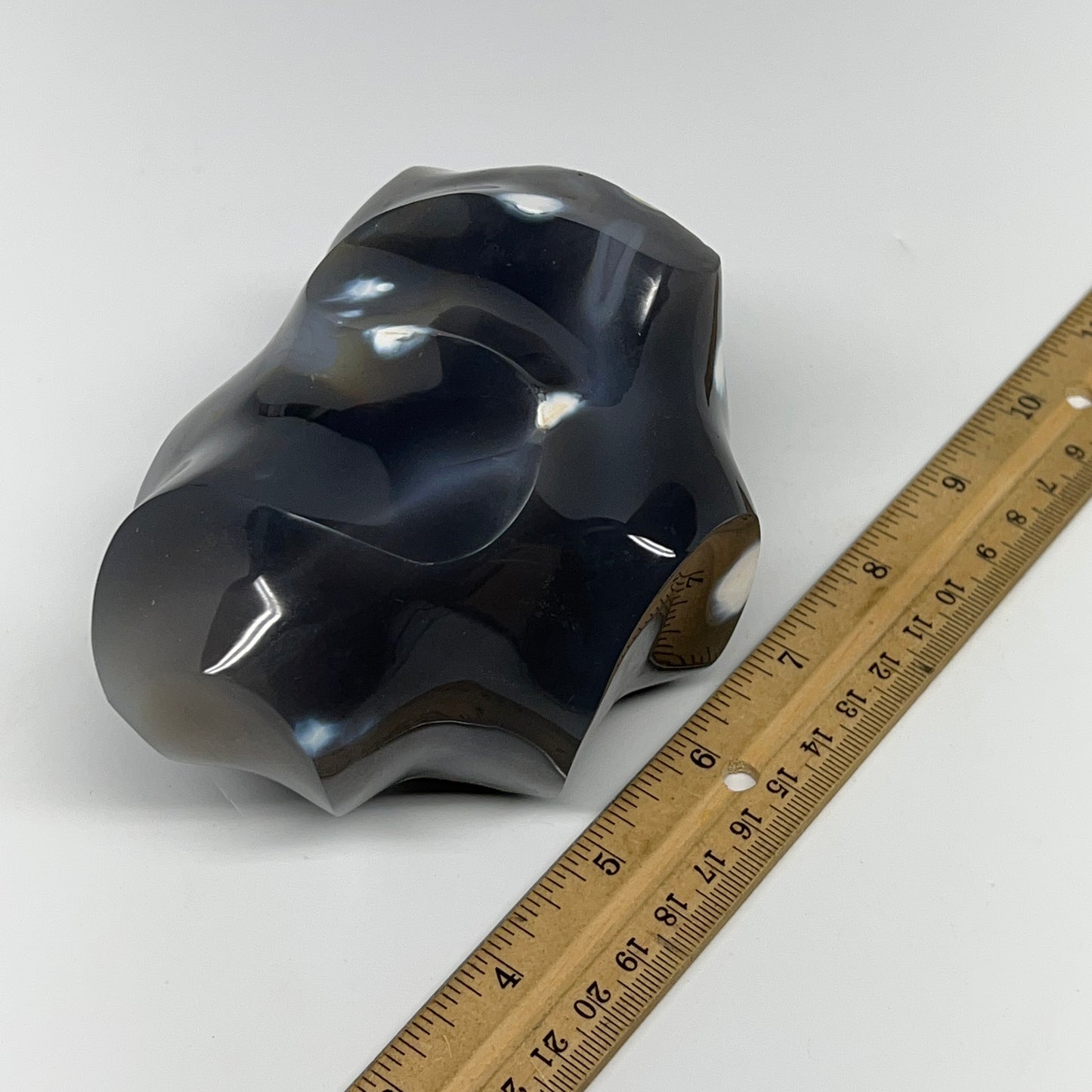 1045g, 4.5"x3.9"x3.2", Orca Agate Flame Gemstones Home Decor @Madagascar, B19509