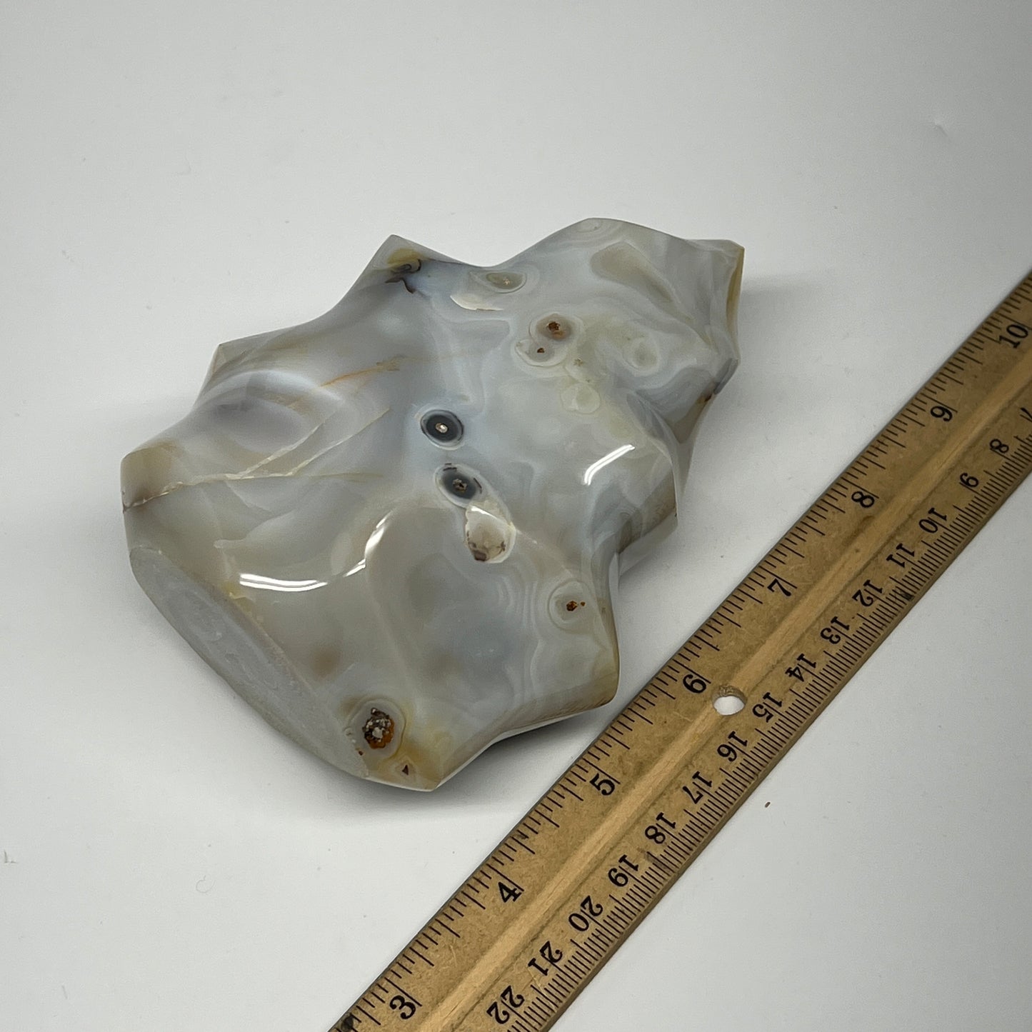 740g, 4.9"x3.9"x2.3", Orca Agate Flame Gemstones Home Decor @Madagascar, B19521