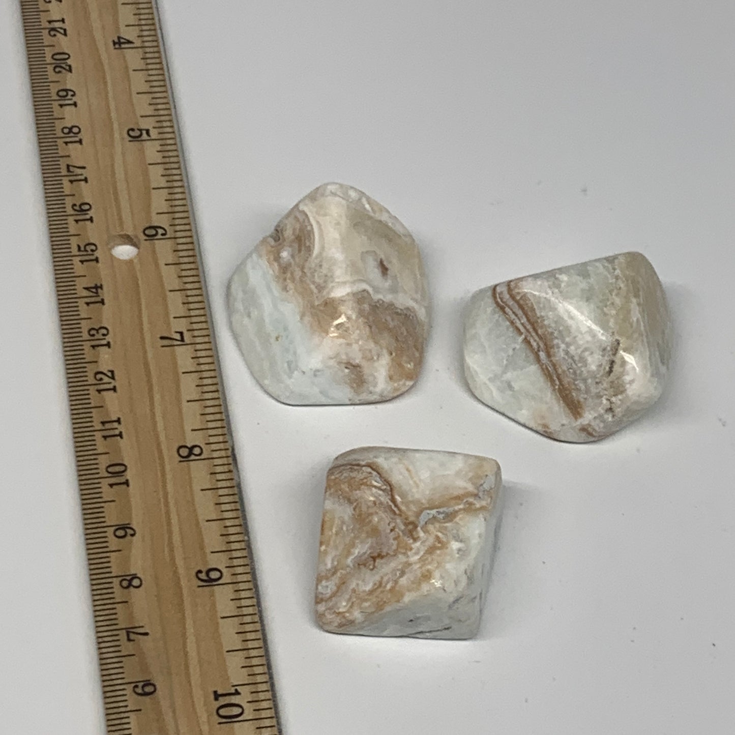 116.3g, 1.1"-1.6", 3pcs, Caribbean Calcite Tumbled Stones @Afghanistan, B26921