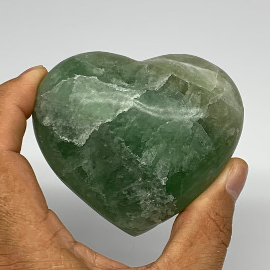 266g, 2.5" x 2.9" x 1.4" Fluorite Heart Healing Crystal @Madagascar, B17352