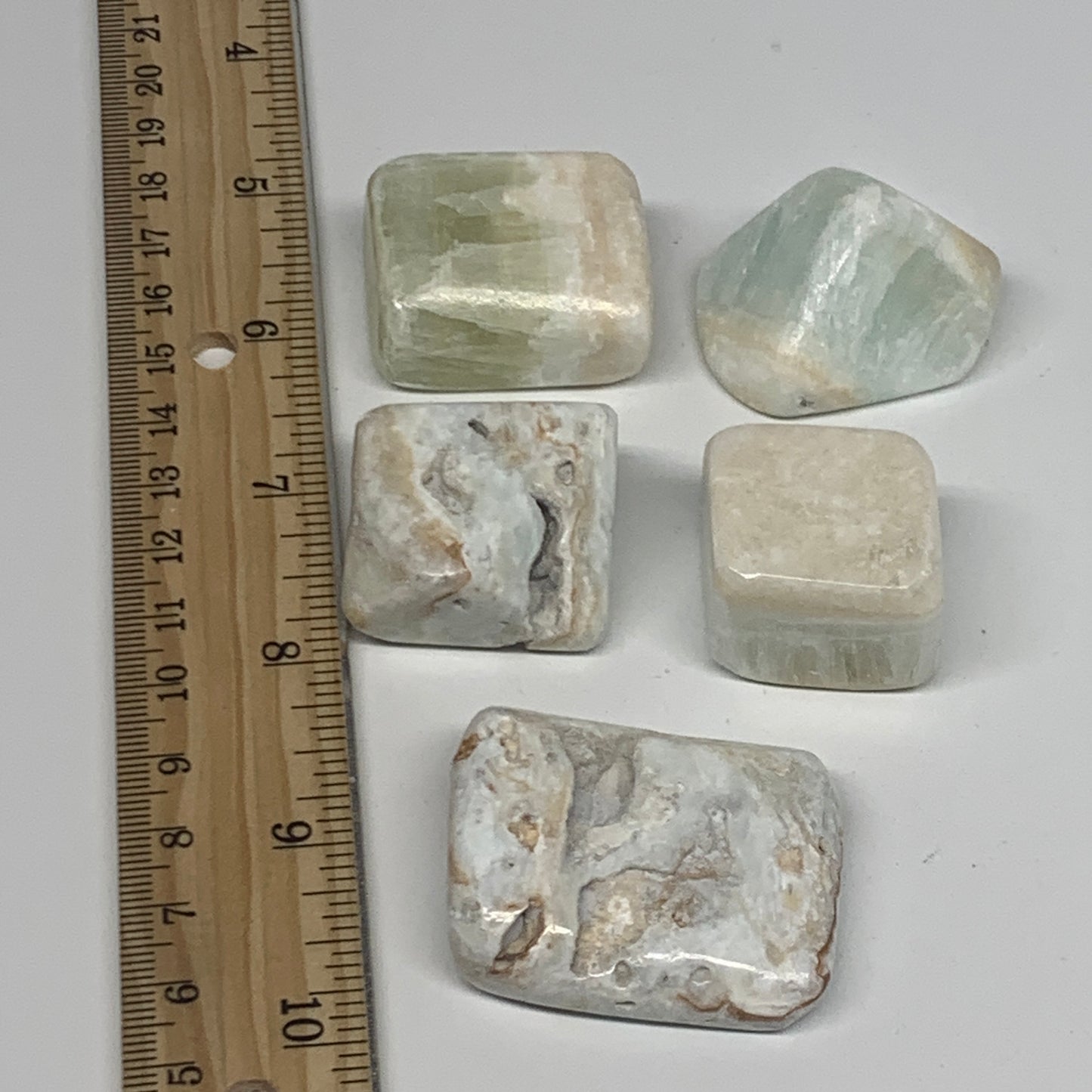 183.1g, 1.1"-1.7", 5pcs, Caribbean Calcite Tumbled Stones @Afghanistan, B26925