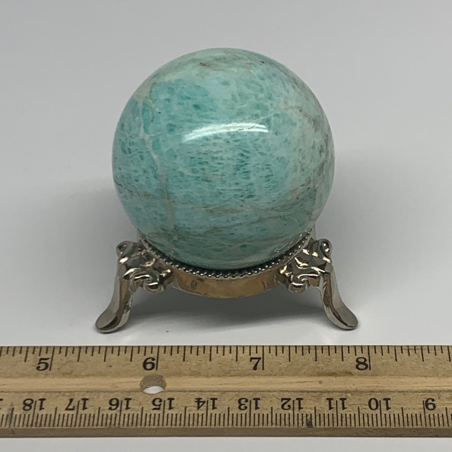 204.9g, 2.1" (54mm), Amazonite Sphere Ball Gemstone from Madagascar, B15786