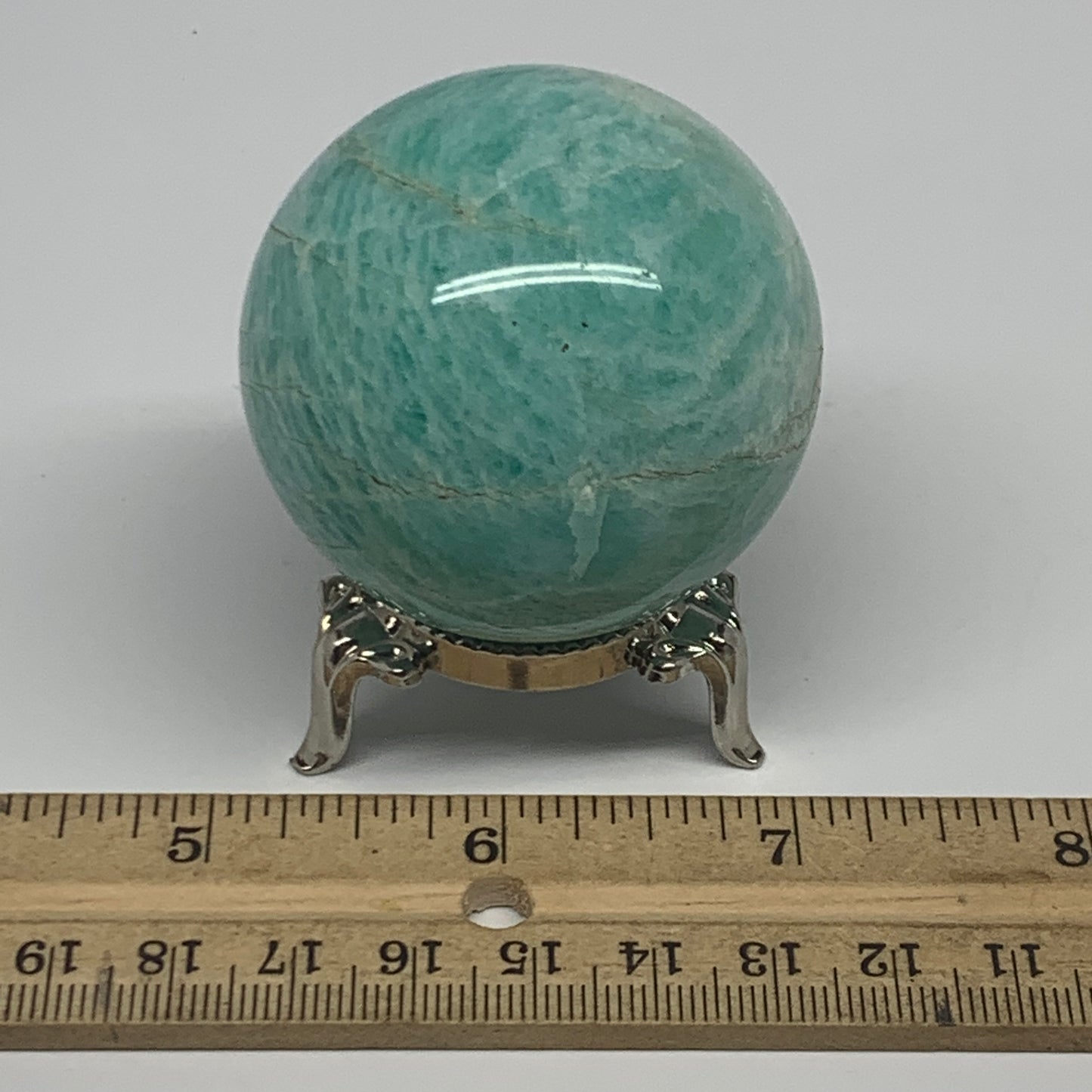 157.6g, 1.9" (49mm), Small Amazonite Sphere Ball Gemstone from Madagascar, B1578