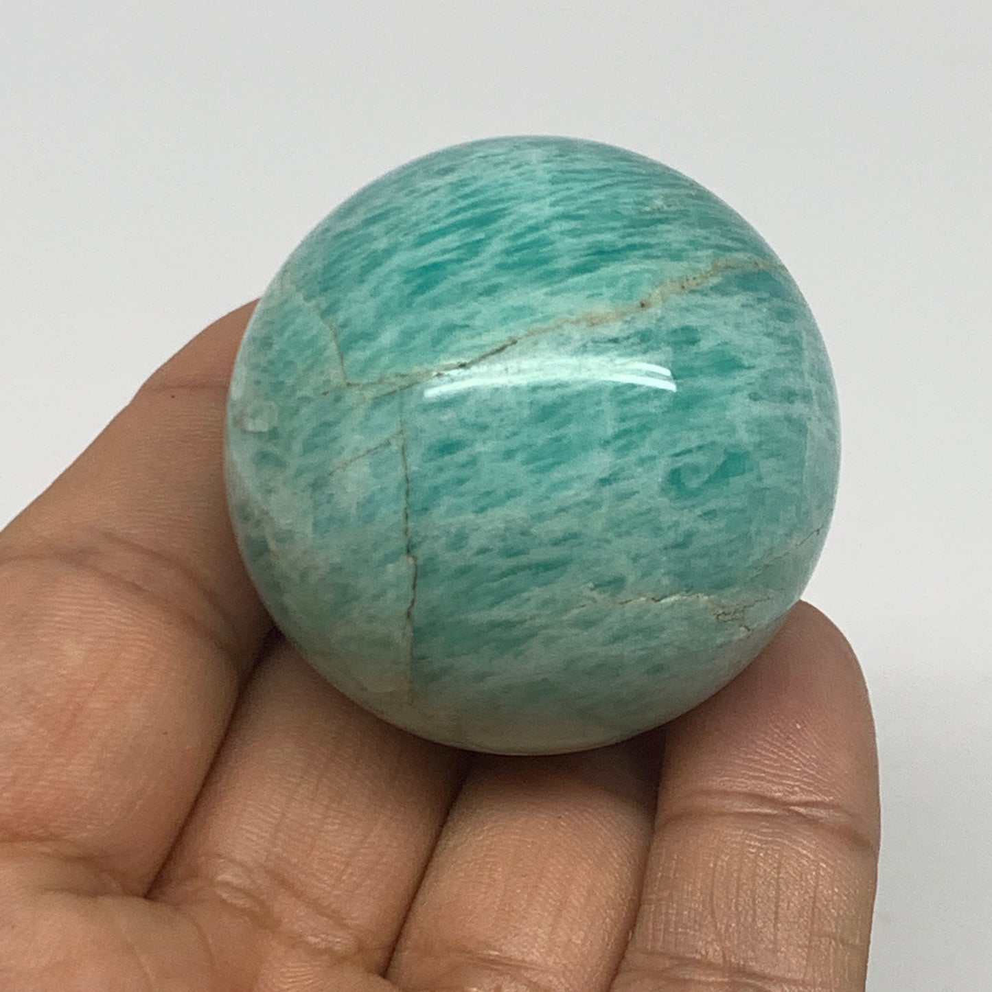 92g, 1.6" (40mm), Small Amazonite Sphere Ball Gemstone from Madagascar, B15790