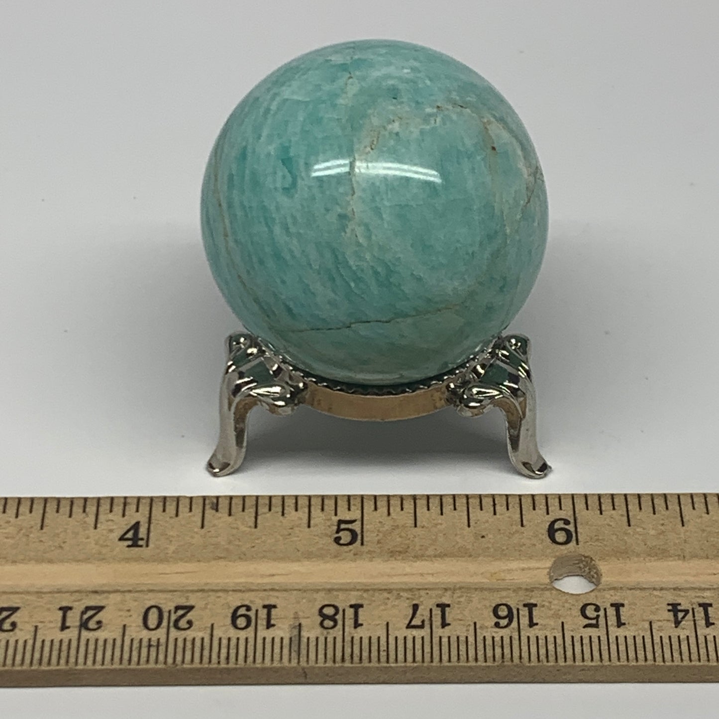 92g, 1.6" (40mm), Small Amazonite Sphere Ball Gemstone from Madagascar, B15790