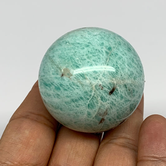 98.8g, 1.7" (42mm), Small Amazonite Sphere Ball Gemstone from Madagascar, B15796