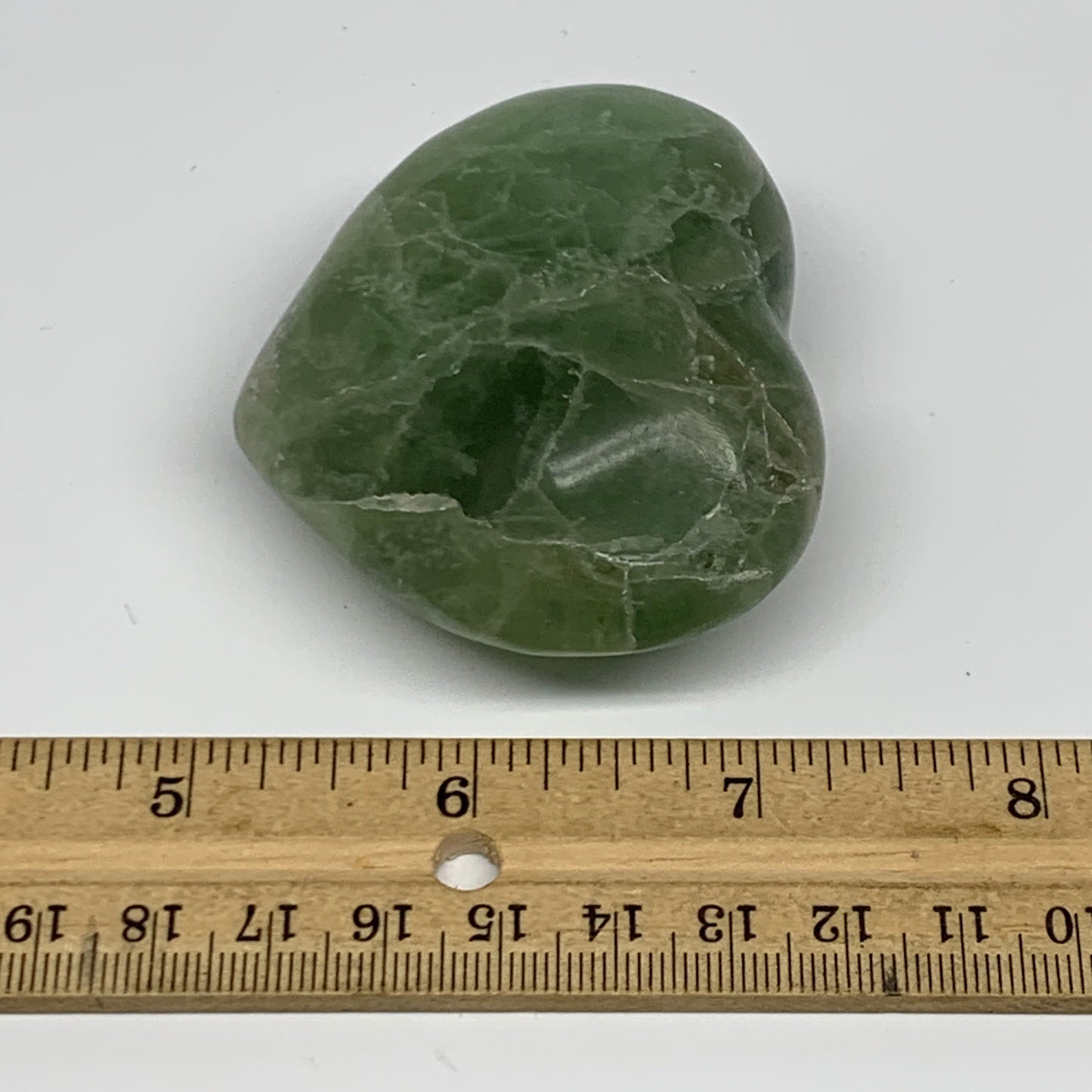 167.5g, 2.2" x 2.5" x 1.3" Fluorite Heart Healing Crystal @Madagascar, B17361