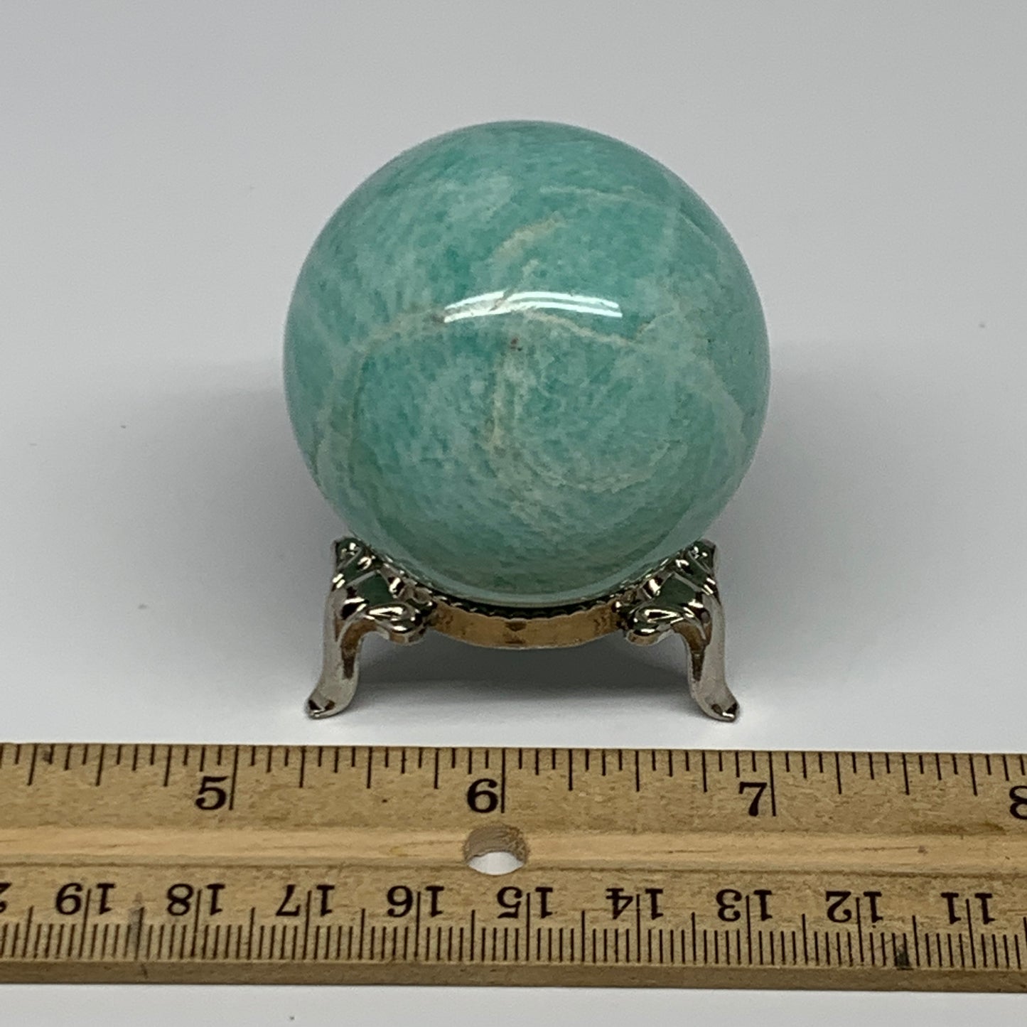 124.1g, 1.8" (45mm), Small Amazonite Sphere Ball Gemstone from Madagascar, B1580
