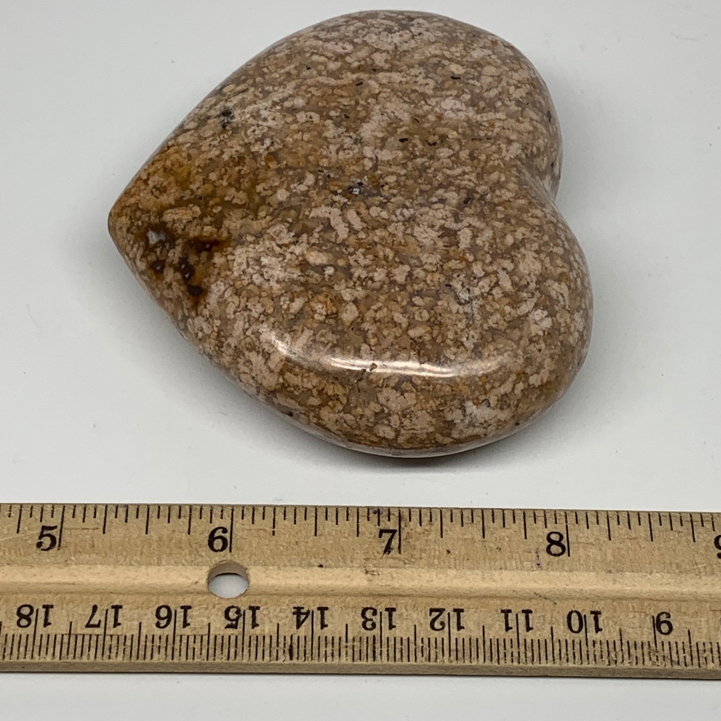 282.6g, 3.1"x3.4"x1.2" Agate Heart Polished Healing Crystal, B3619