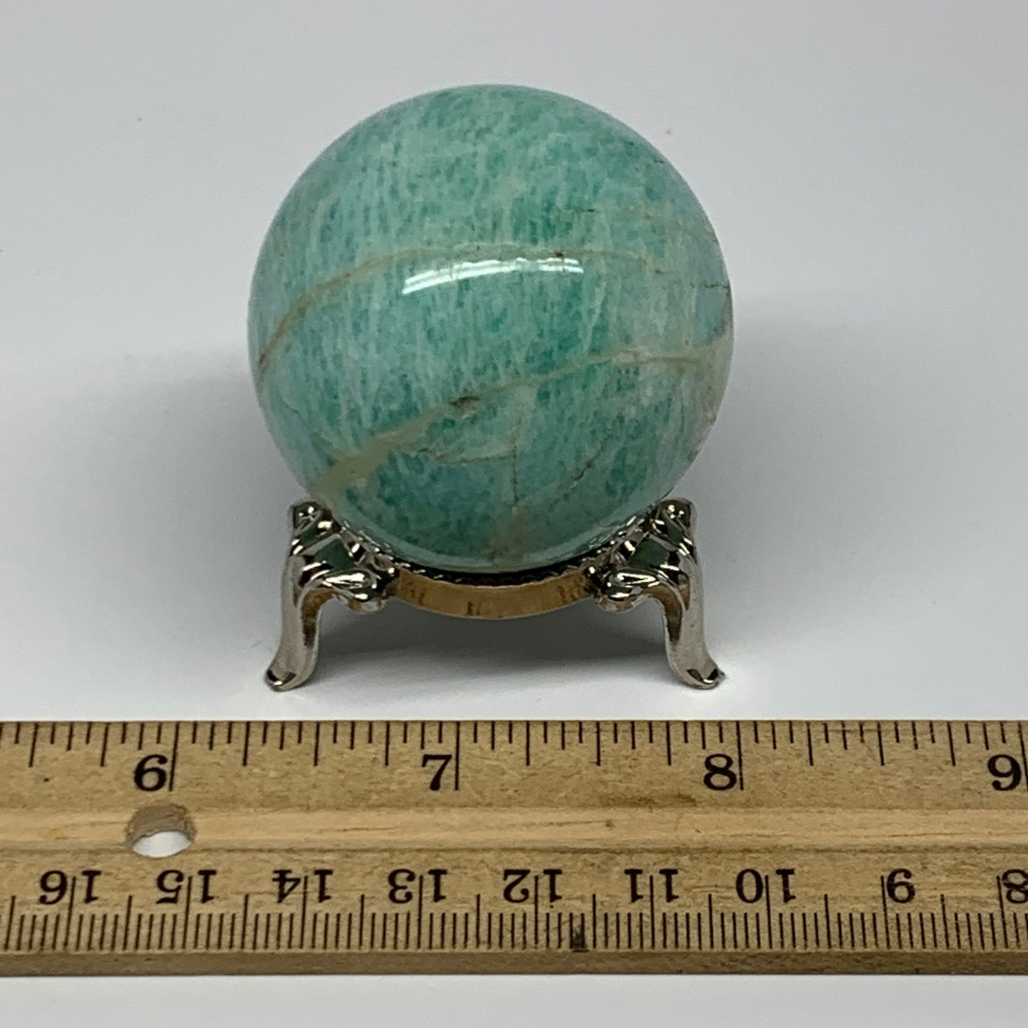 106.6g, 1.7" (43mm), Small Amazonite Sphere Ball Gemstone from Madagascar, B1580