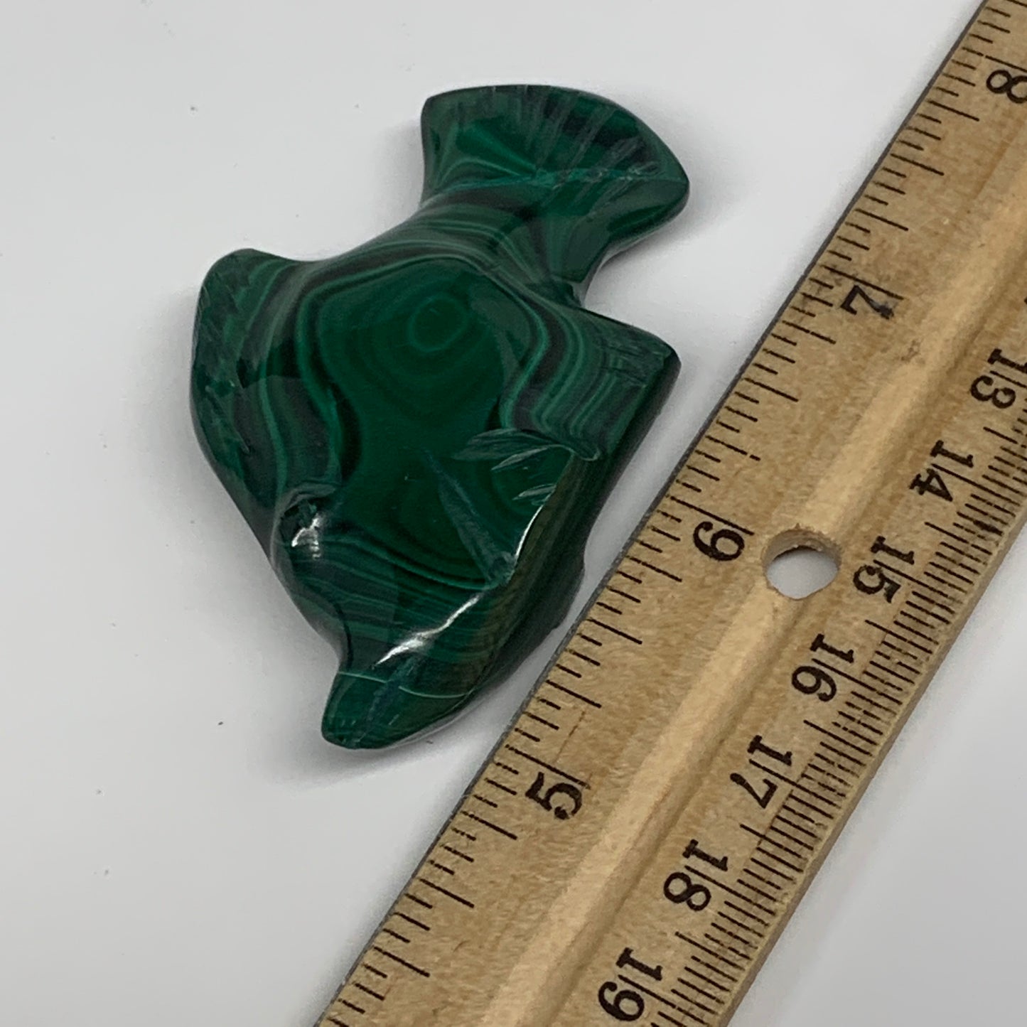 66.9g, 2.6"x1.6"x0.7" Natural Solid Malachite Fish Figurine @Congo, B7212