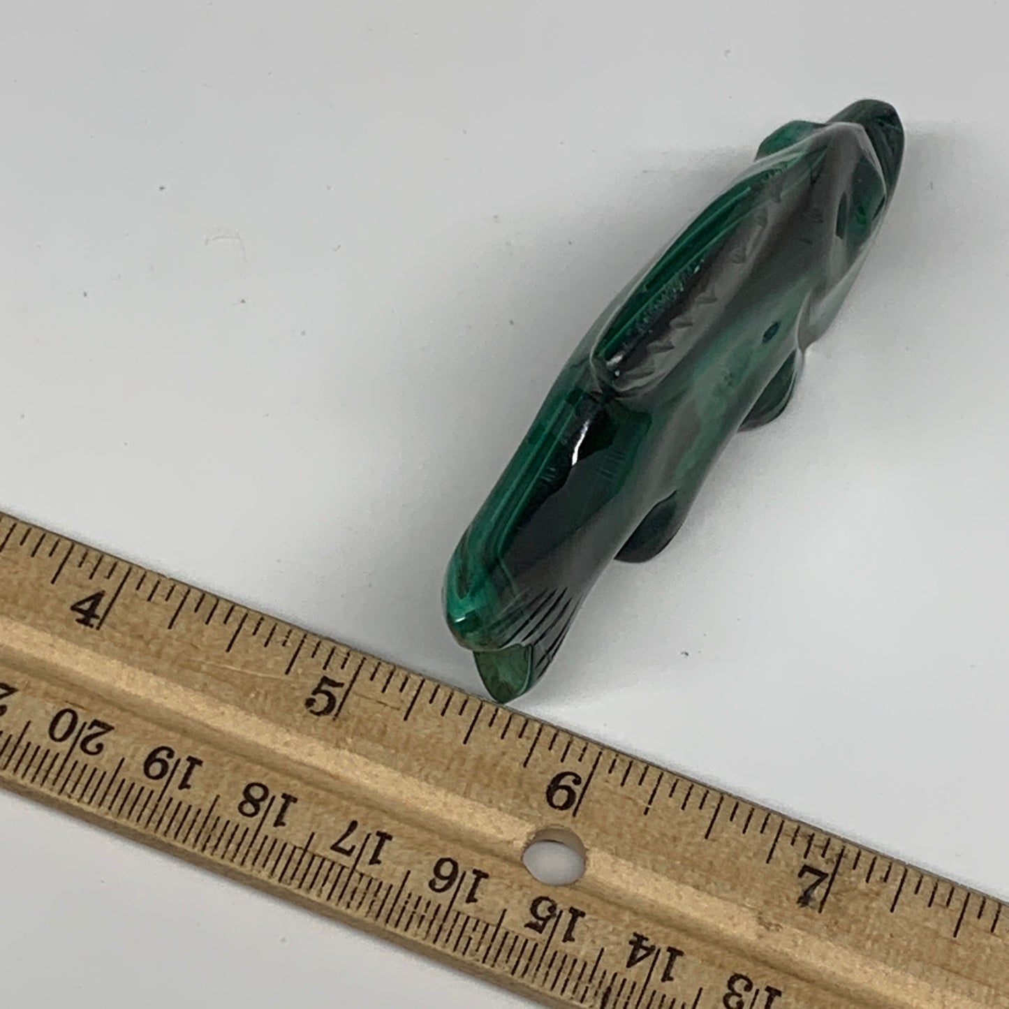 97.4g, 3.5"x1.7"x0.6" Natural Solid Malachite Fish Figurine @Congo, B7214