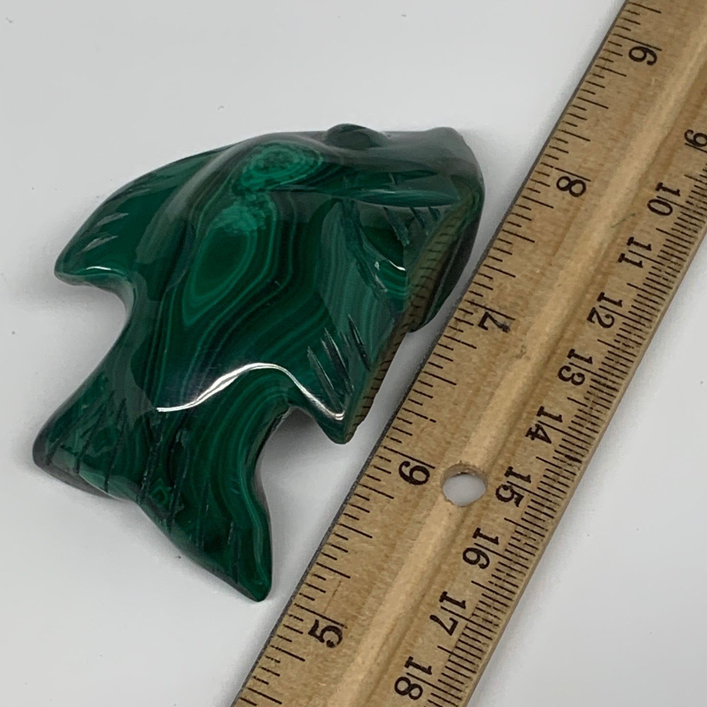 136.1g, 3"x1.9"x0.8" Natural Solid Malachite Fish Figurine @Congo, B7216