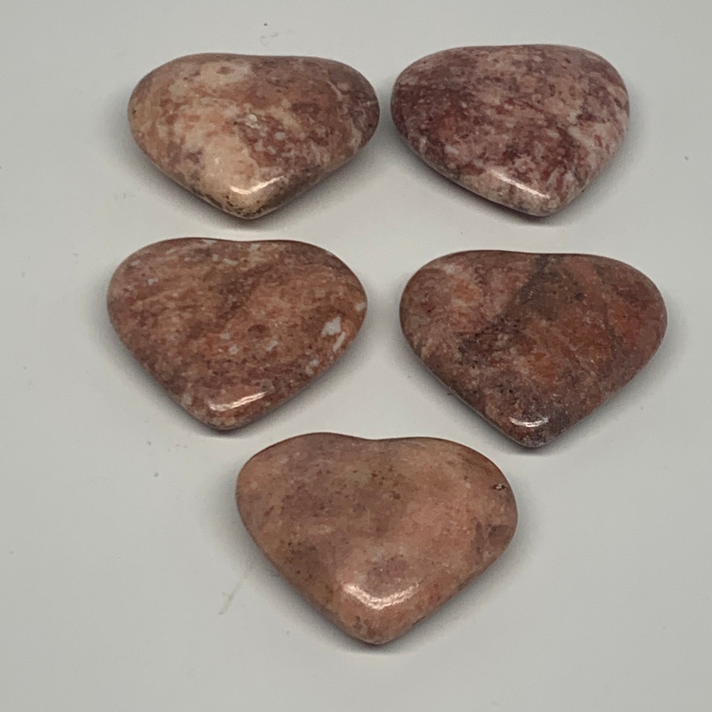 79.5g,1.1"- 1.3", 5pcs, Red Jasper Heart Polished Healing Home Decor, B26948