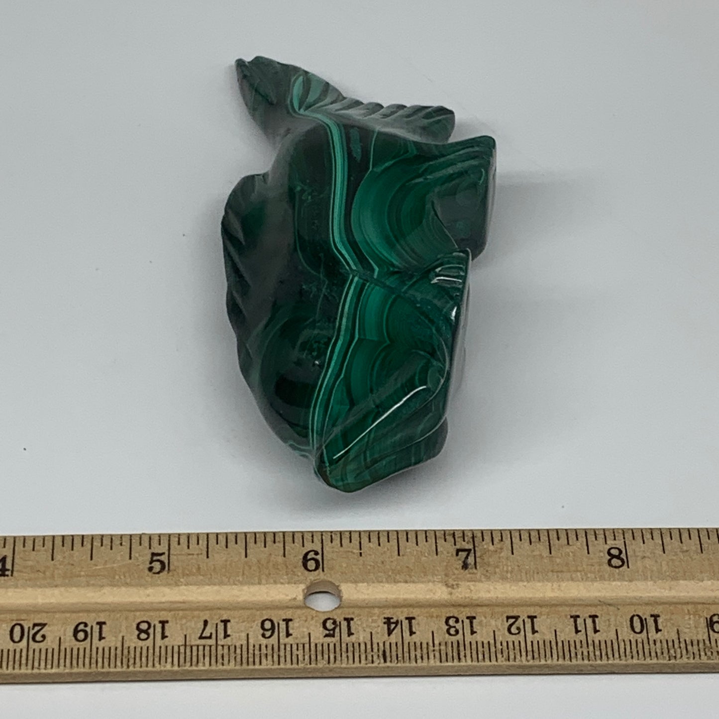 246g, 4.5"x2"x1.2" Natural Solid Malachite Fish Figurine @Congo, B7220