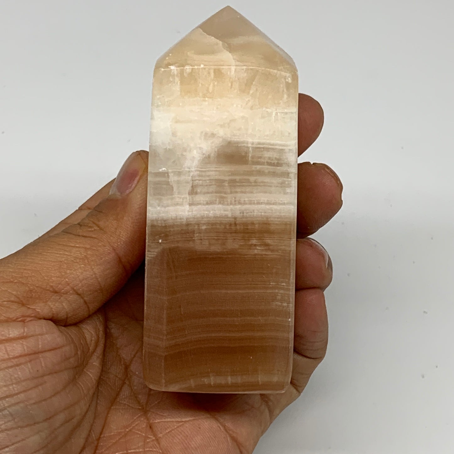 251.1g, 3.5"x1.4", Honey Calcite Point Tower Obelisk Crystal @Pakistan, B25310