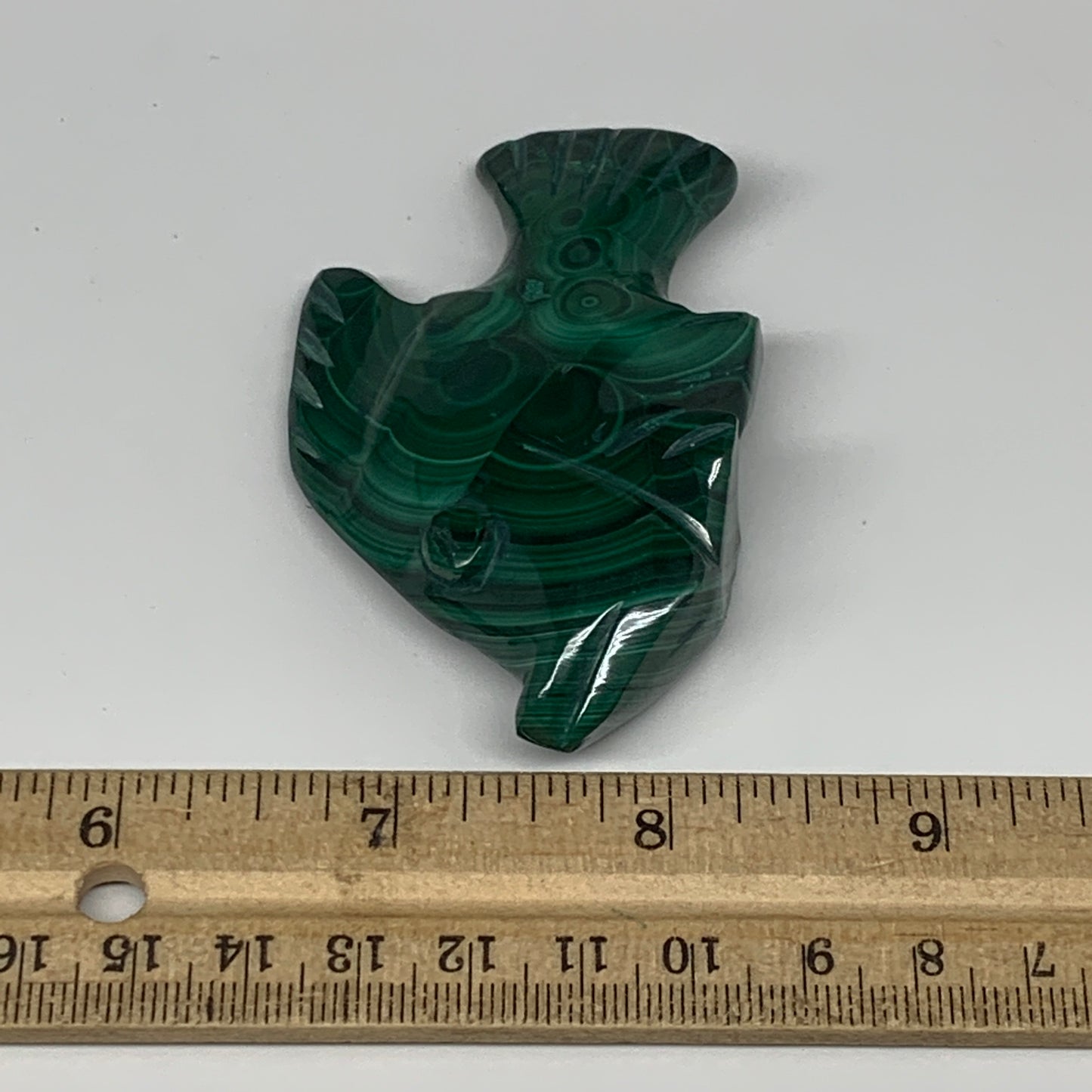 96.1g, 3"x1.9"x0.7" Natural Solid Malachite Fish Figurine @Congo, B7224