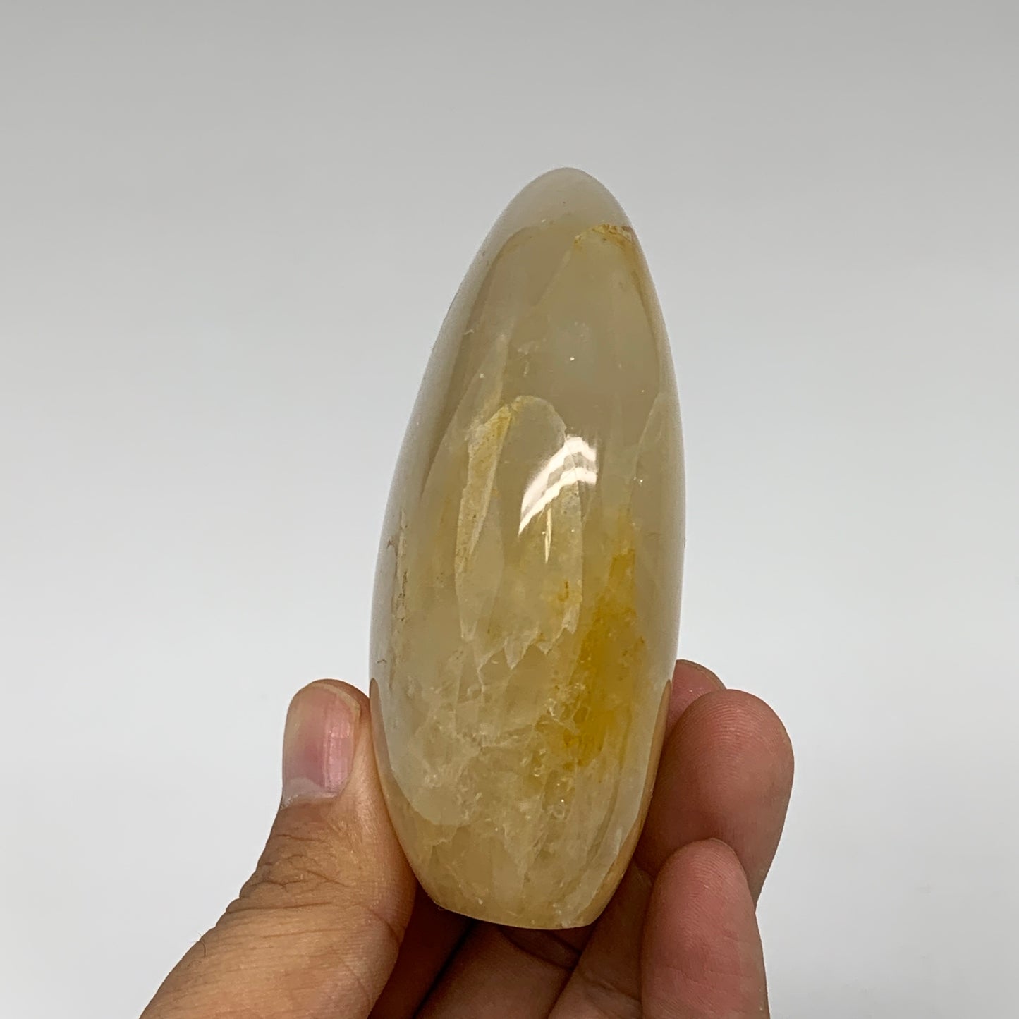 272.3g, 3.3"x2.7"x1.3" Natural Yellow Quartz Freeform Crystal Polished, B5528