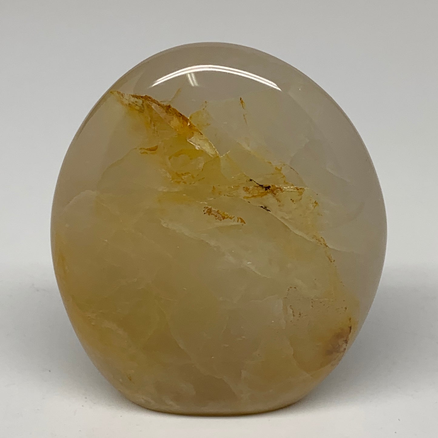 272.3g, 3.3"x2.7"x1.3" Natural Yellow Quartz Freeform Crystal Polished, B5528
