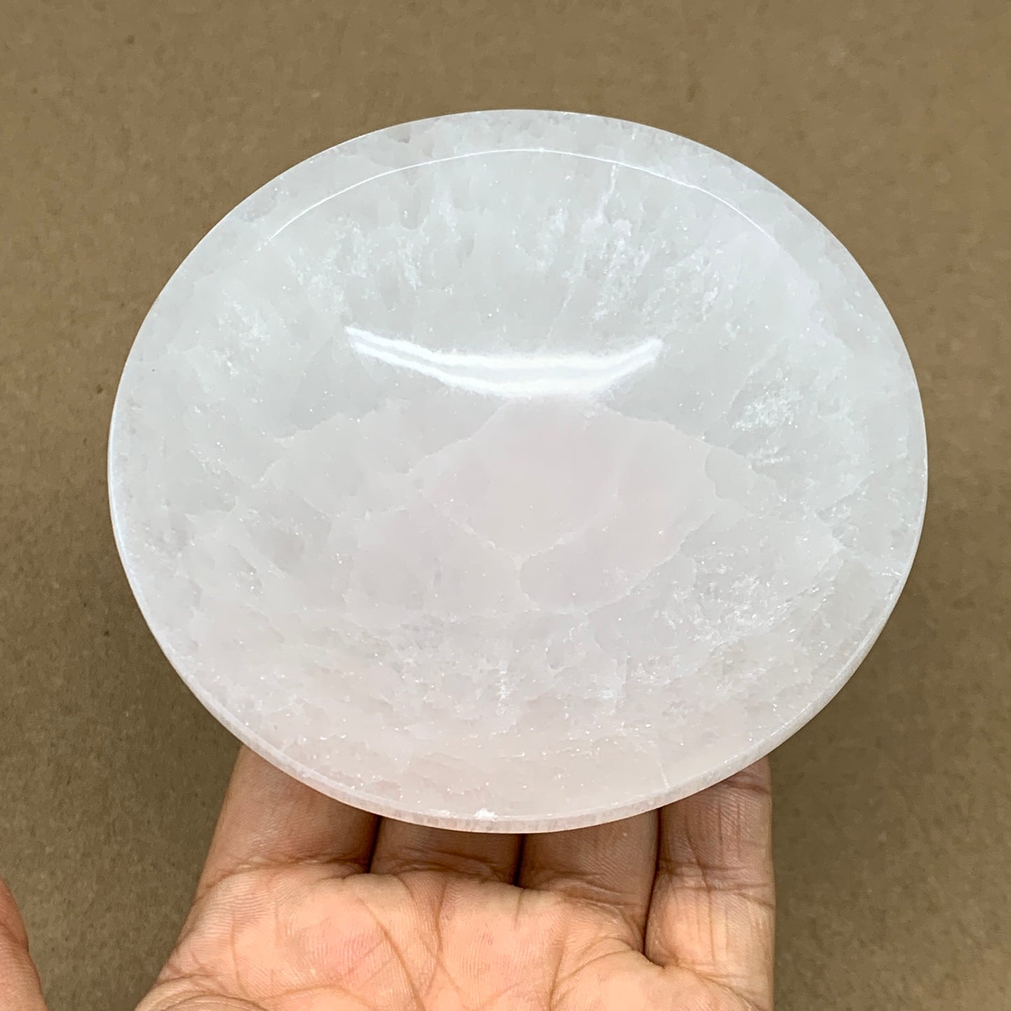4pcs, 1090g, 3.9"-4" Natural Round Selenite Bowls Crystals from Morocco, B9194