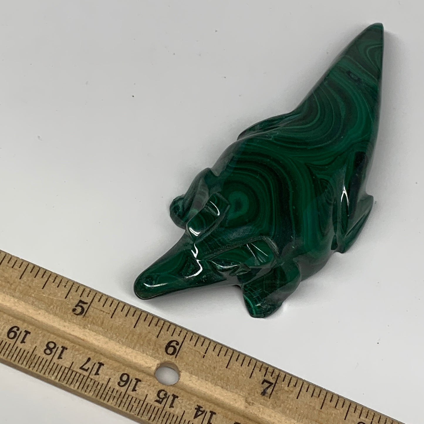 170.4g, 4.7"x1.7"x0.8" Natural Solid Malachite Crocodile Figurine @Congo, B7233