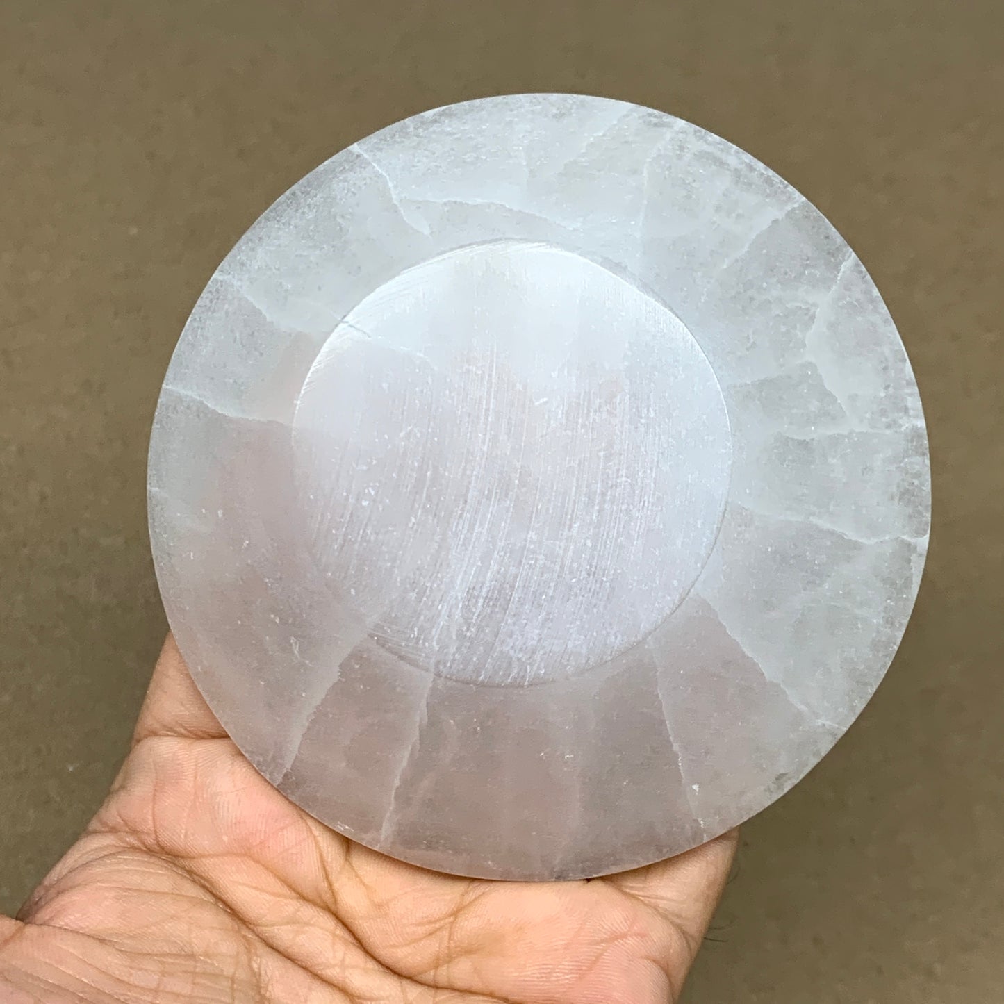 4pcs, 1090g, 3.9"-4" Natural Round Selenite Bowls Crystals from Morocco, B9196