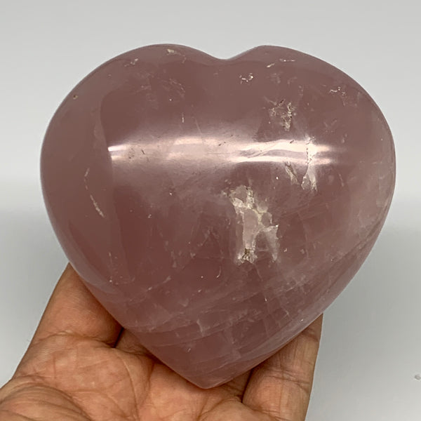 486.4g, 3.6" x 3.7" x 1.7" Rose Quartz Heart Healing Crystal @Madagascar, B17389