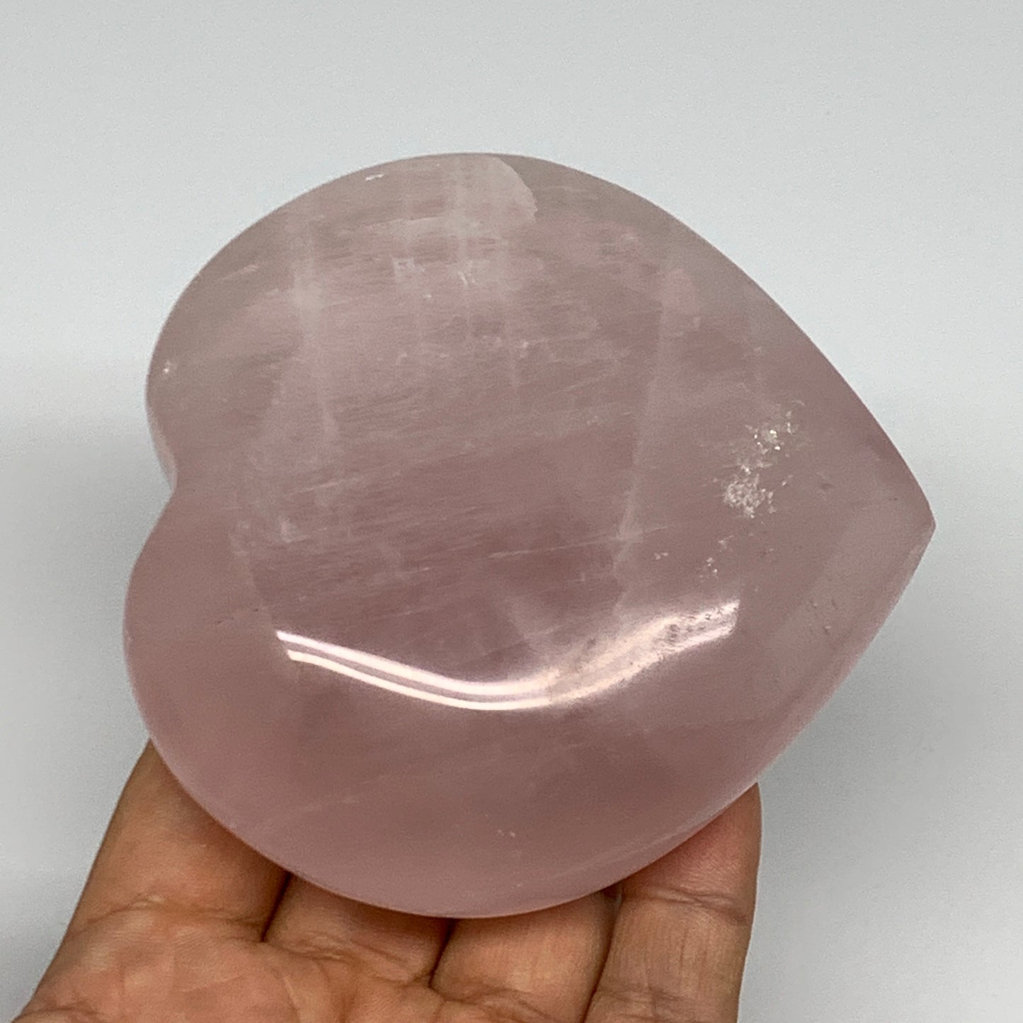 387.9g, 3.6" x 3.6" x 1.4" Rose Quartz Heart Healing Crystal @Madagascar, B17393