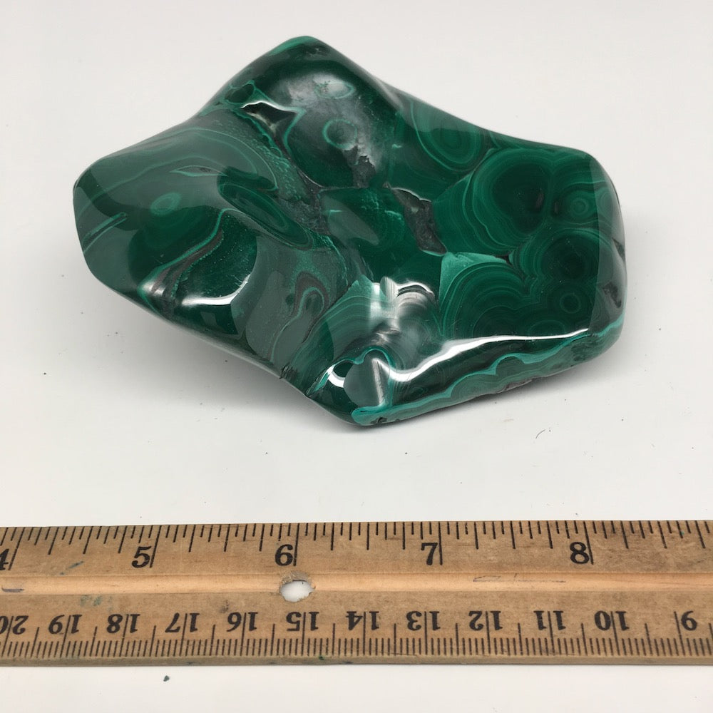 602g,3.9"x4.5"x1.6" Shiny Glassy Polish Natural Malachite Gemstone Congo,MS371 - watangem.com