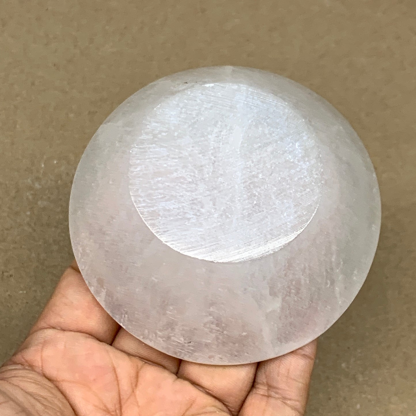 4pcs, 864g, 3"-3.2" Natural Round Selenite Bowls Crystals from Morocco, B9222
