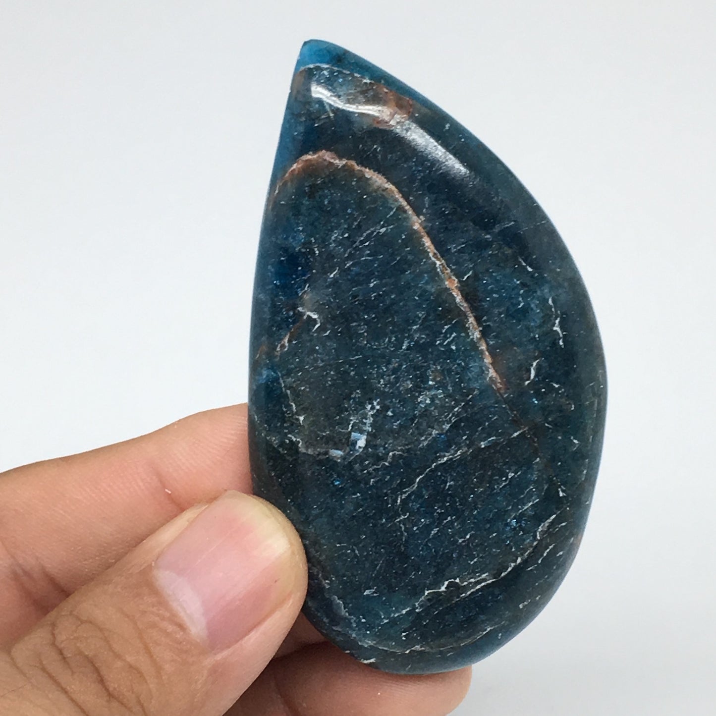39.6g, 2.8" x 1.5" Blue Apatite Cabochon Large Teardrop Shape @Madagascar,B1640