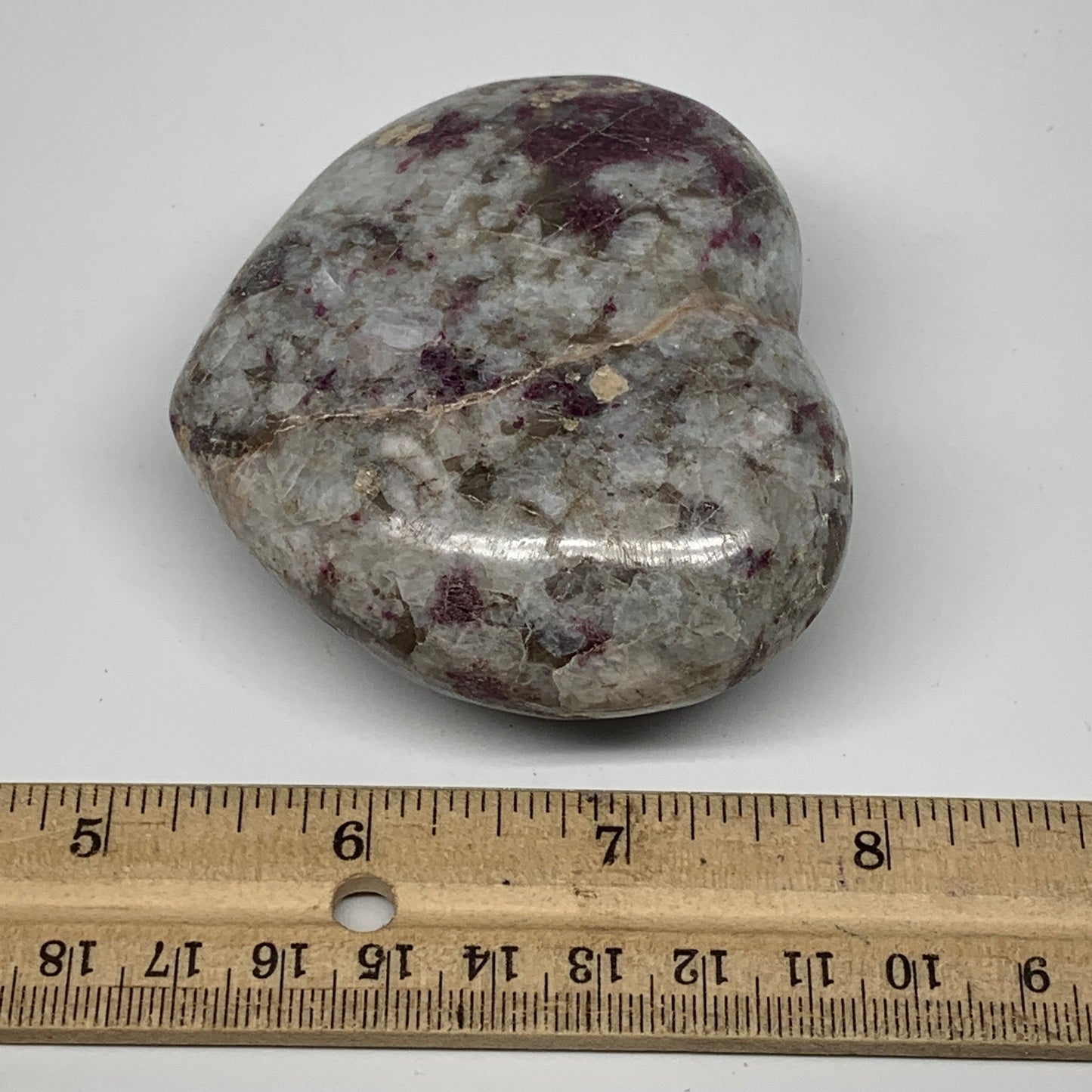 273.2g, 2.7"x3.1"x1.5" Rubellite Heart Polished Healing Crystal Gemstone, B3672