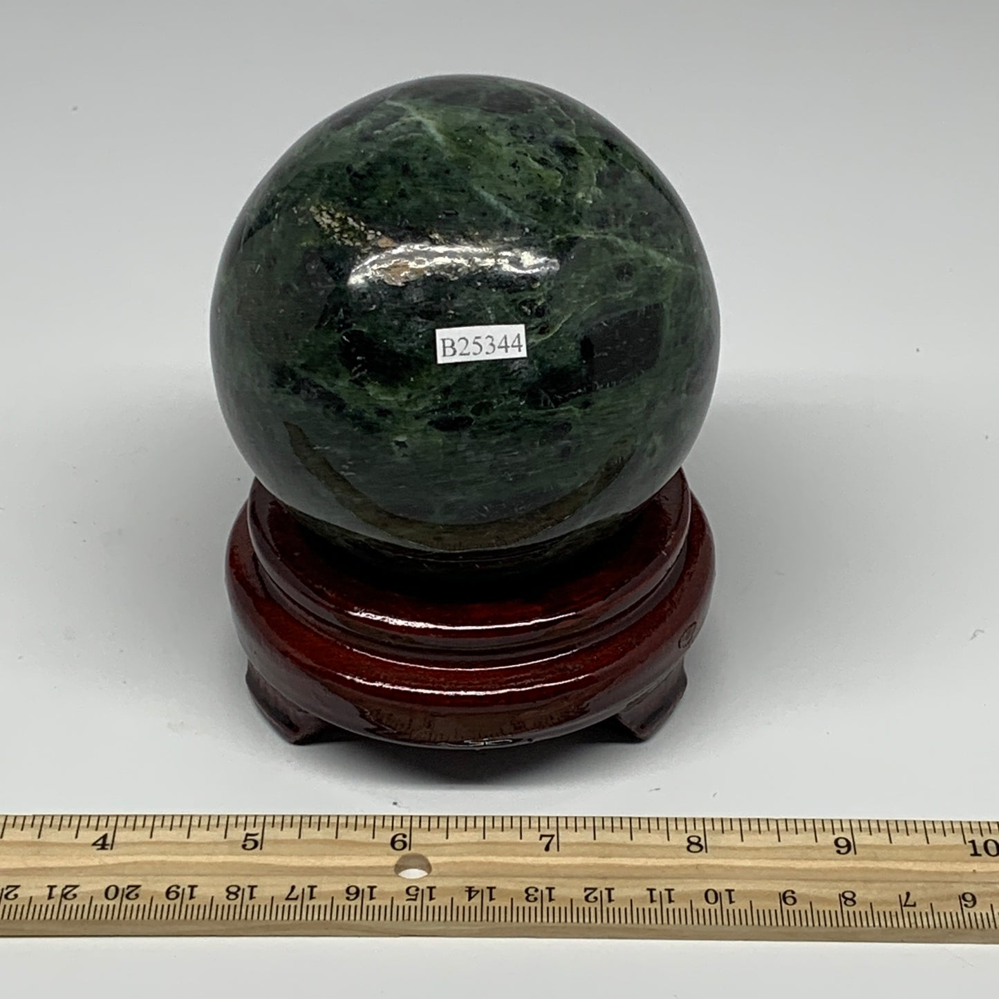 2.11 lbs, 3.5"(89mm) Nephrite Jade Sphere Gemstone,Healing Crystal,B25344