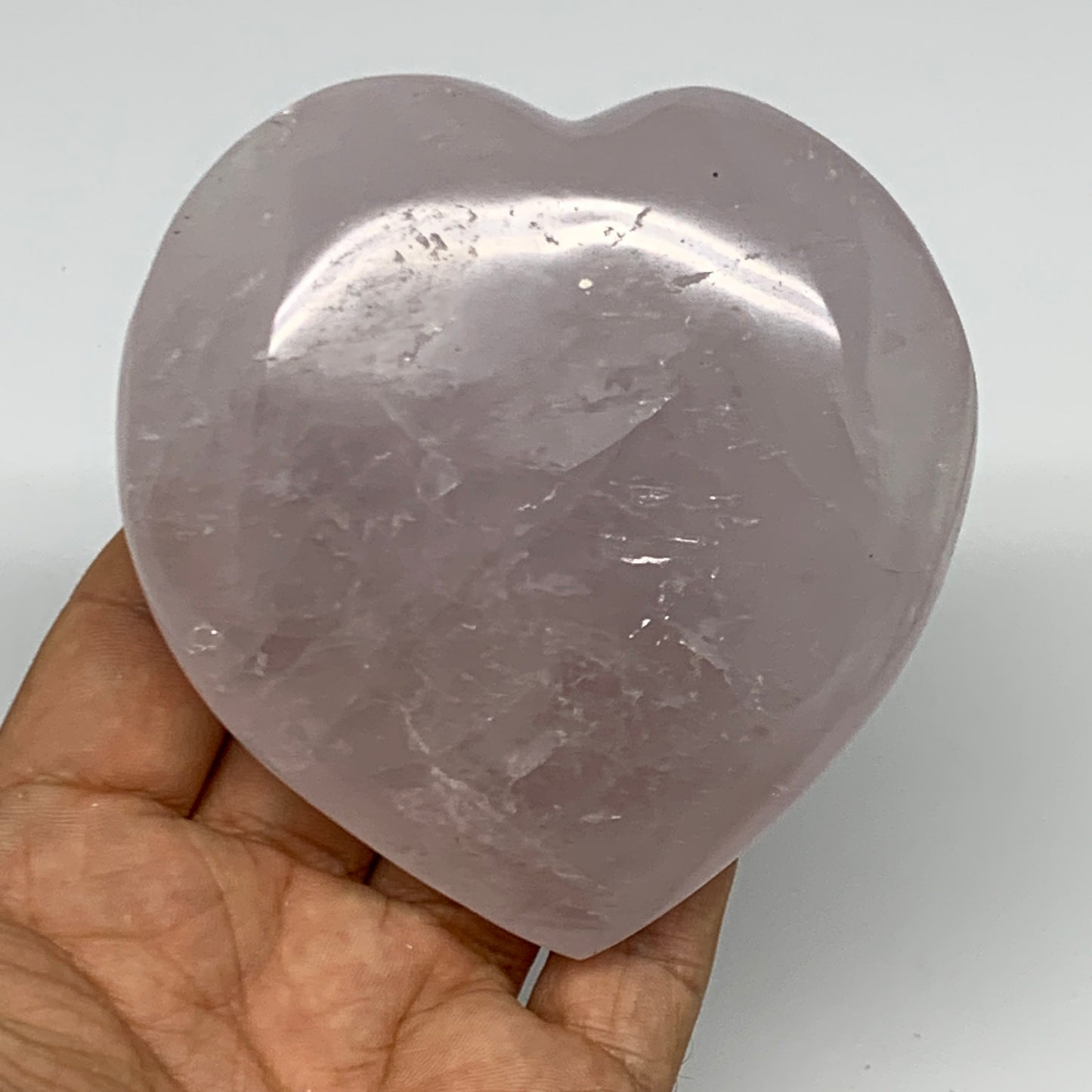 361g, 3.4" x 3.4" x 1.4" Rose Quartz Heart Healing Crystal @Madagascar, B17417