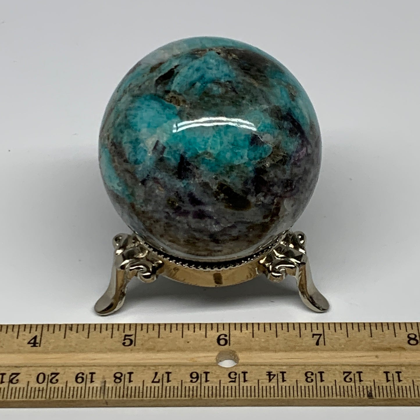287g, 2.3" Amazonite Smoky Quartz Sphere Ball Gemstone from Madagascar,B14585