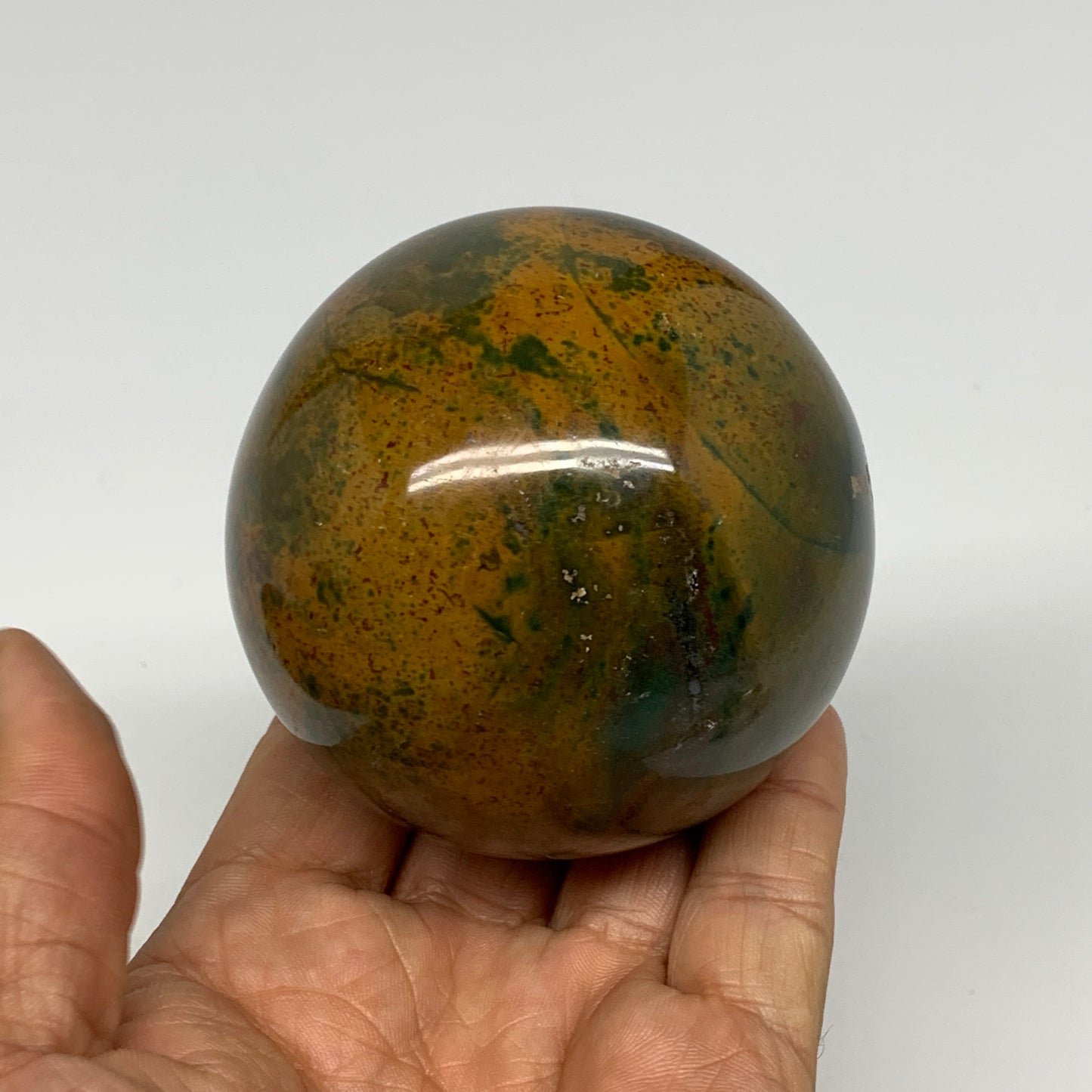 443.9g, 2.7" (69mm), Ocean Jasper Sphere Geode Crystal Reiki @Madagascar, B25347