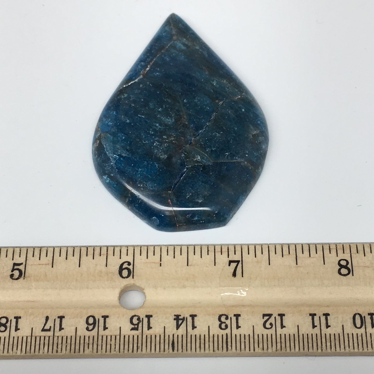 42.3g, 2.6" x 1.8" Blue Apatite Cabochon Large Drop Shape @Madagascar,B1650