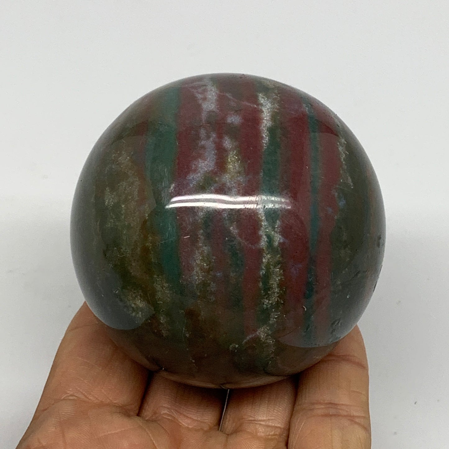385g, 2.6" (65mm), Ocean Jasper Sphere Geode Crystal Reiki @Madagascar, B25351