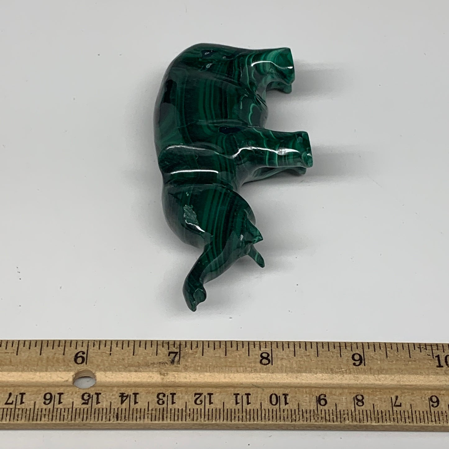 186.9g, 4.4"x1"x1.8" Natural Solid Malachite Elephant Figurine @Congo, B7267