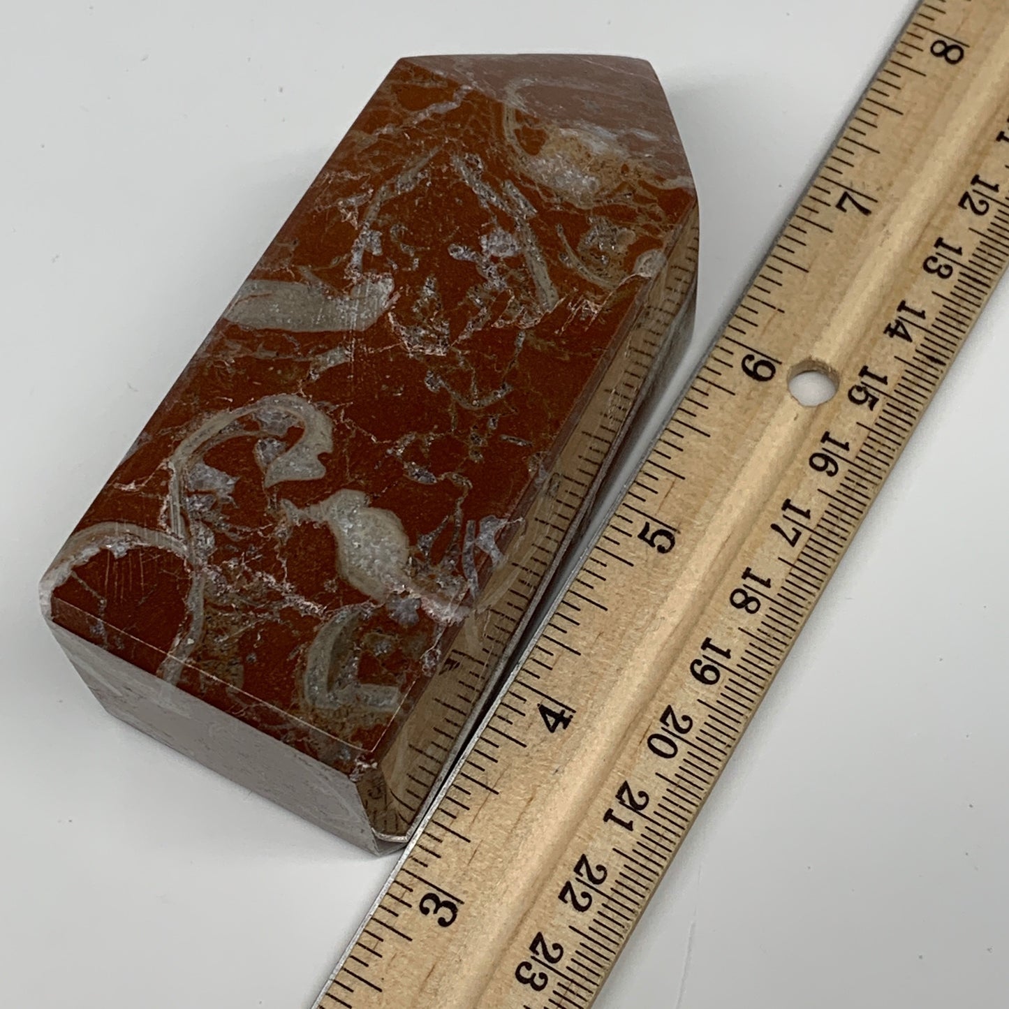 359.4g, 3.9" x 1.6" Natural Red Shell Fossils Tower Obelisk Wand @Morocco, F899